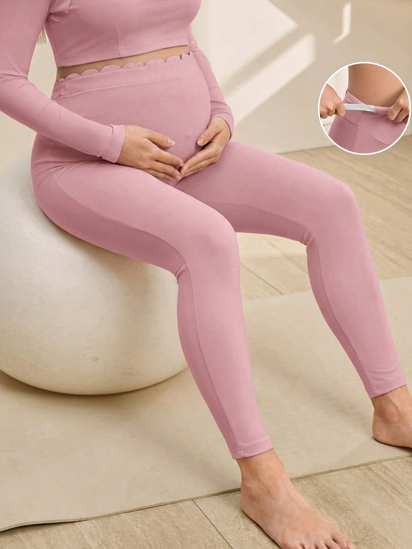 GentleRue Maternity Maternity Pink Solid Color Adjustable Waist Sports Pants,Casual Autumn Clothes For Women,Holiday Beach Vacation Outfits,Summer Photoshoot Leggings