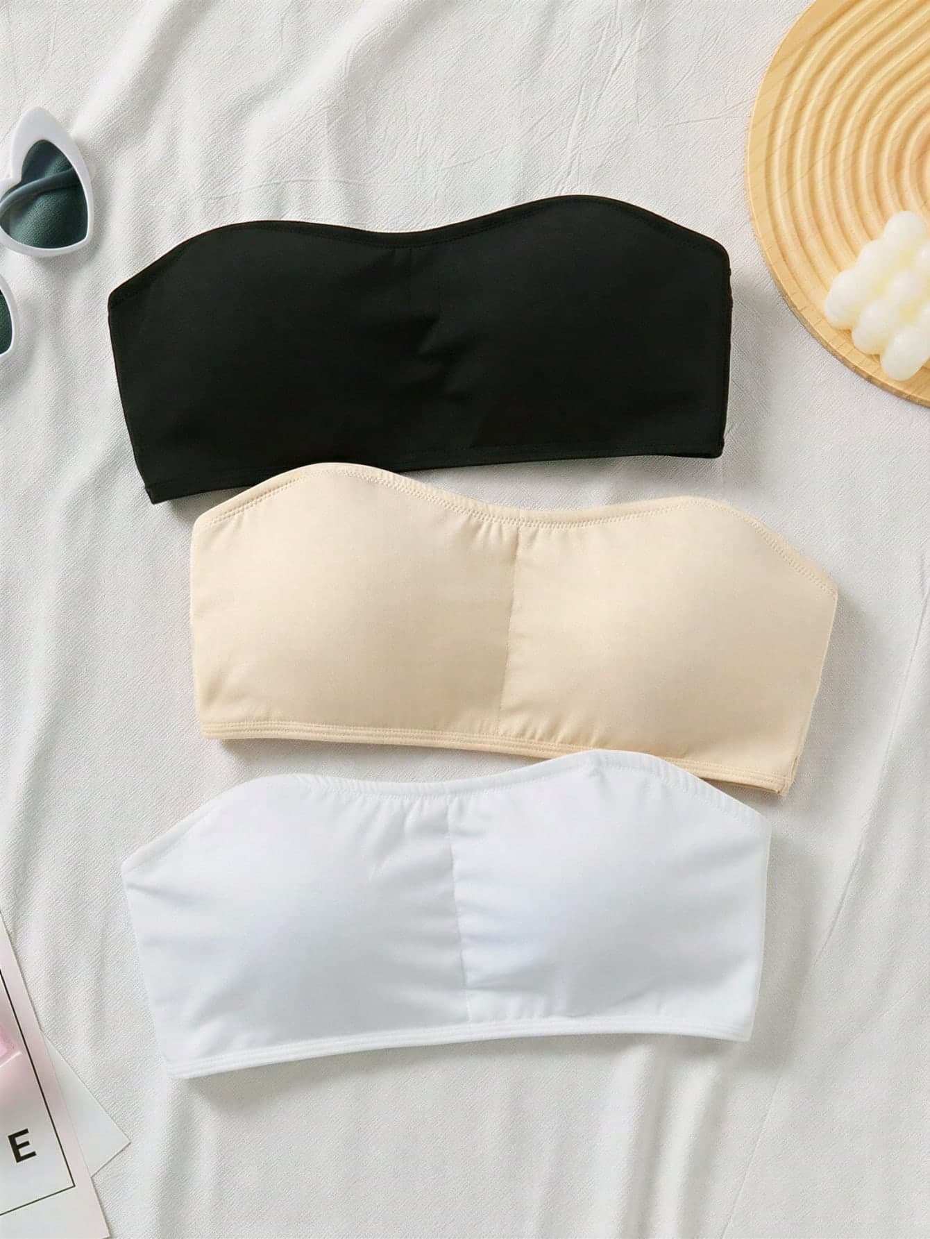 SHEIN Dozemod Teen Girl Teen Girl 3pcs Comfortable Padded Non-Slip Tube Top Set