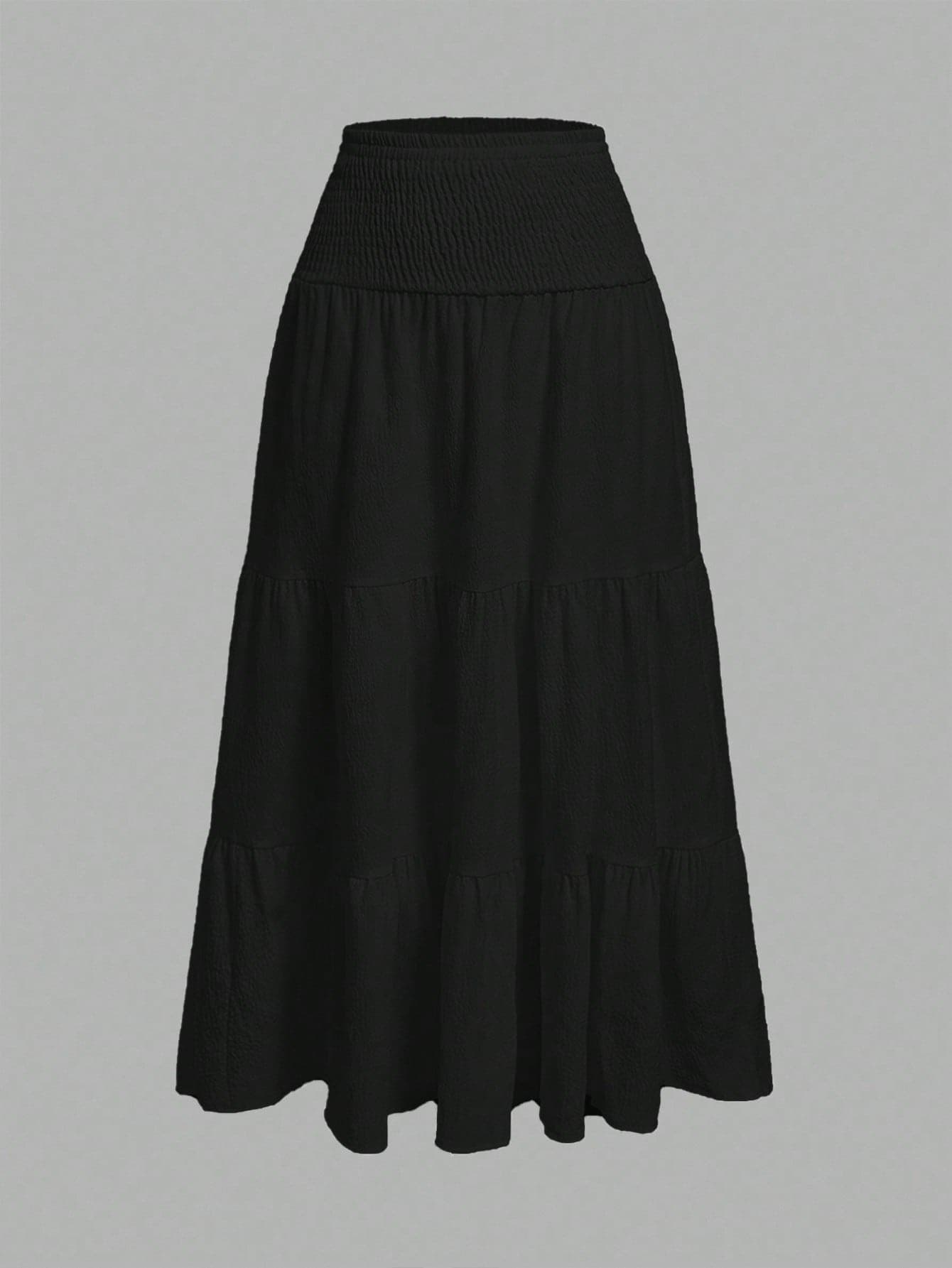 SHEIN MOD Women's Casual Solid Color Ruffle Hem A-Line Skirt