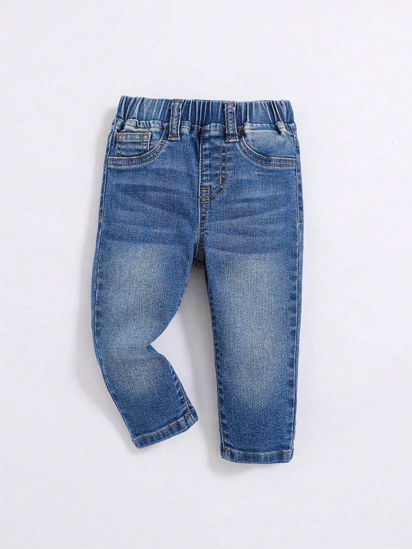 SHEIN Baby Boy Elastic Waist Straight Leg Jeans