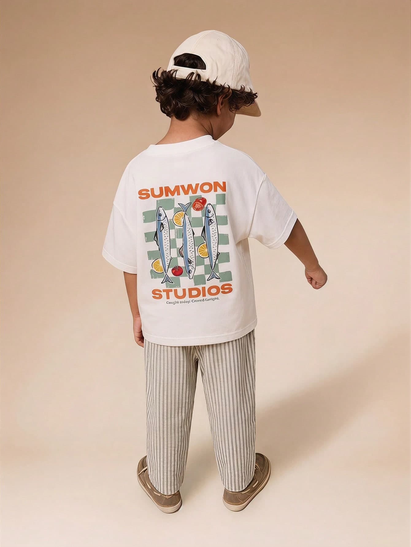 SUMWON Boys Summer Co-Ord Set Relaxed Fit Stripe Pattern Pullover T-Shirt And Matching Shorts Set Casual Comfort Wear