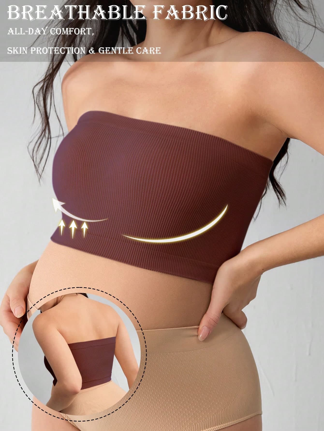 Moonlight&Mama Maternity Minimalist Solid Color Seamless Tube Top Bra