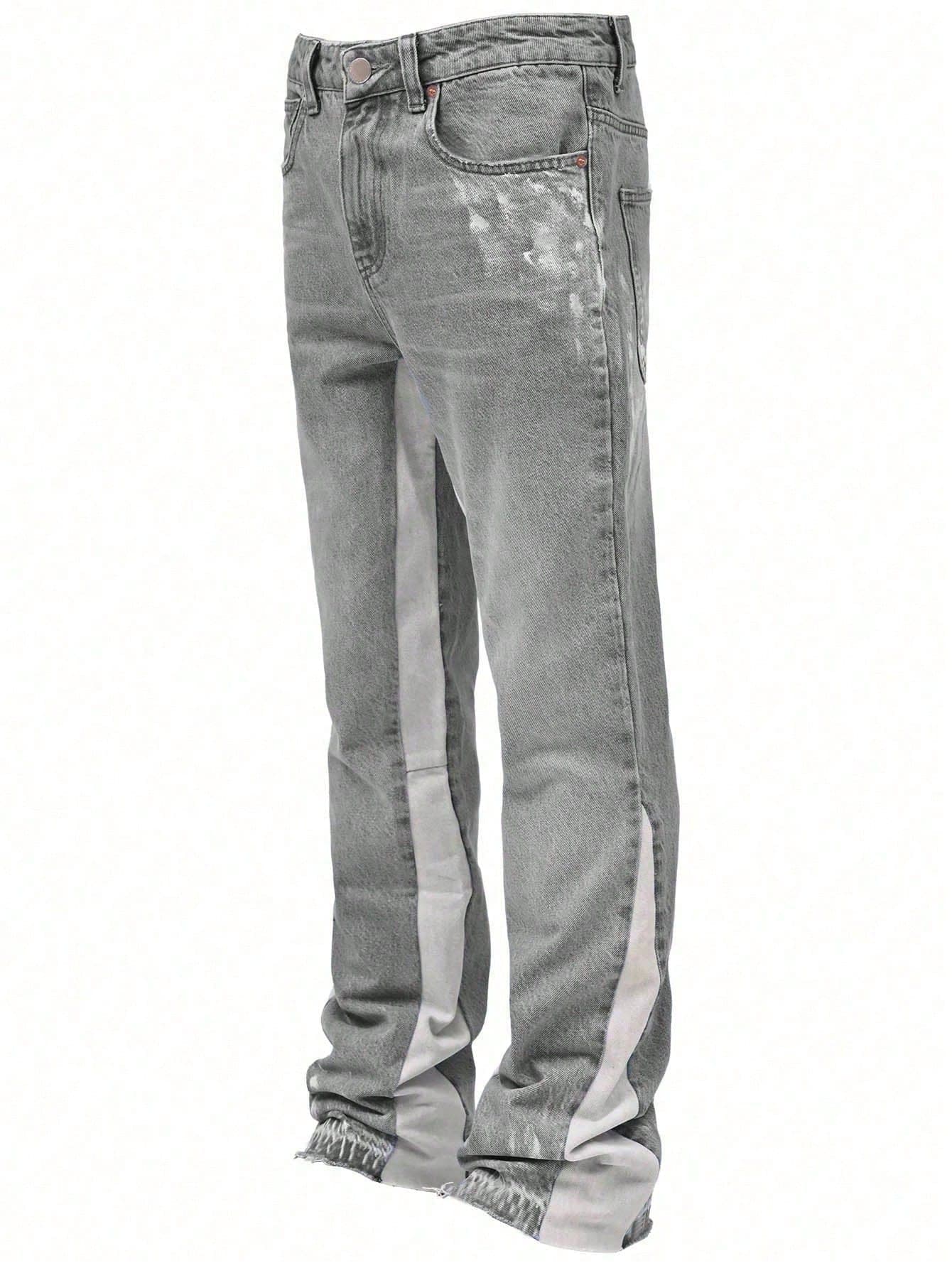 ROMWE MEN Street Life Teen Boys' Patchwork Denim Jeans