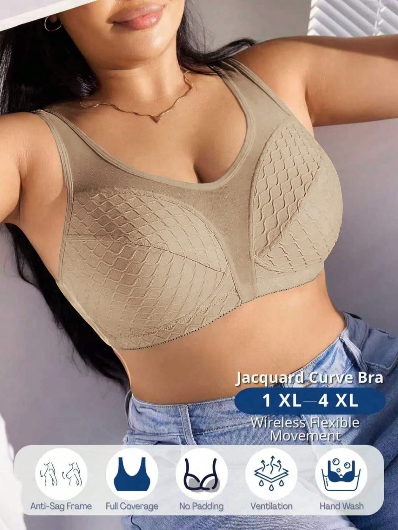 SHEIN 1pc Plus Size Comfortable Wireless Bra