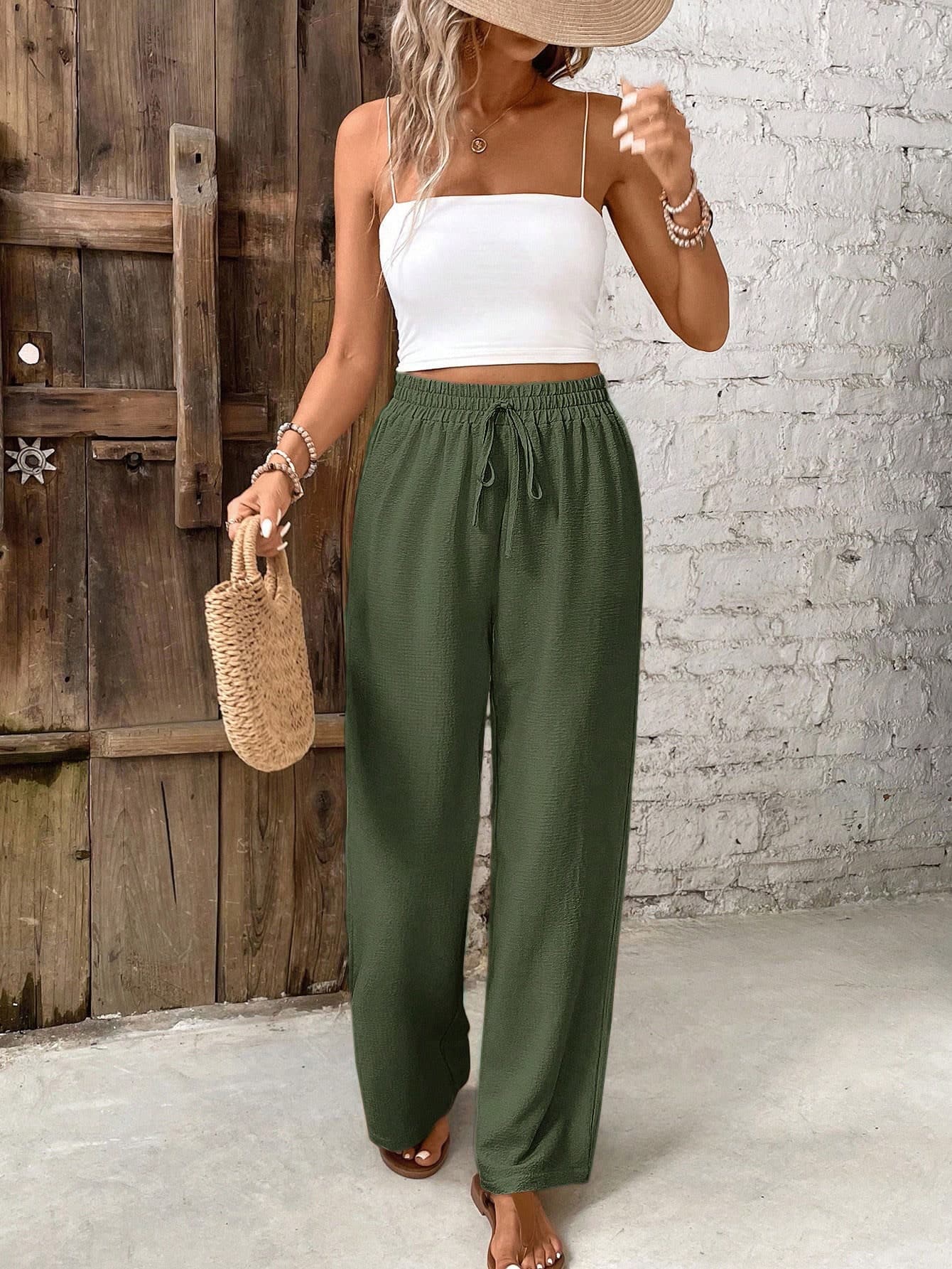 SHEIN Frenchy Women's Casual Solid Color Pants