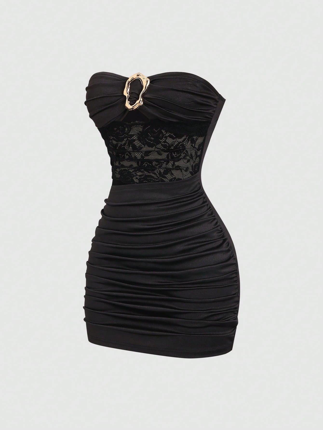Sweetra Women's Sexy Fitted Strapless Mini Dress With Metal Buckle