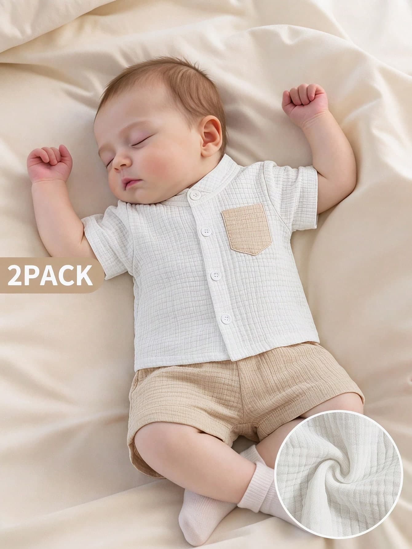 SHEIN Newborn Baby Boy Gentleman Style Short Sleeve Outfit, Minimalist Artistic Casual Summer Wear For Infants