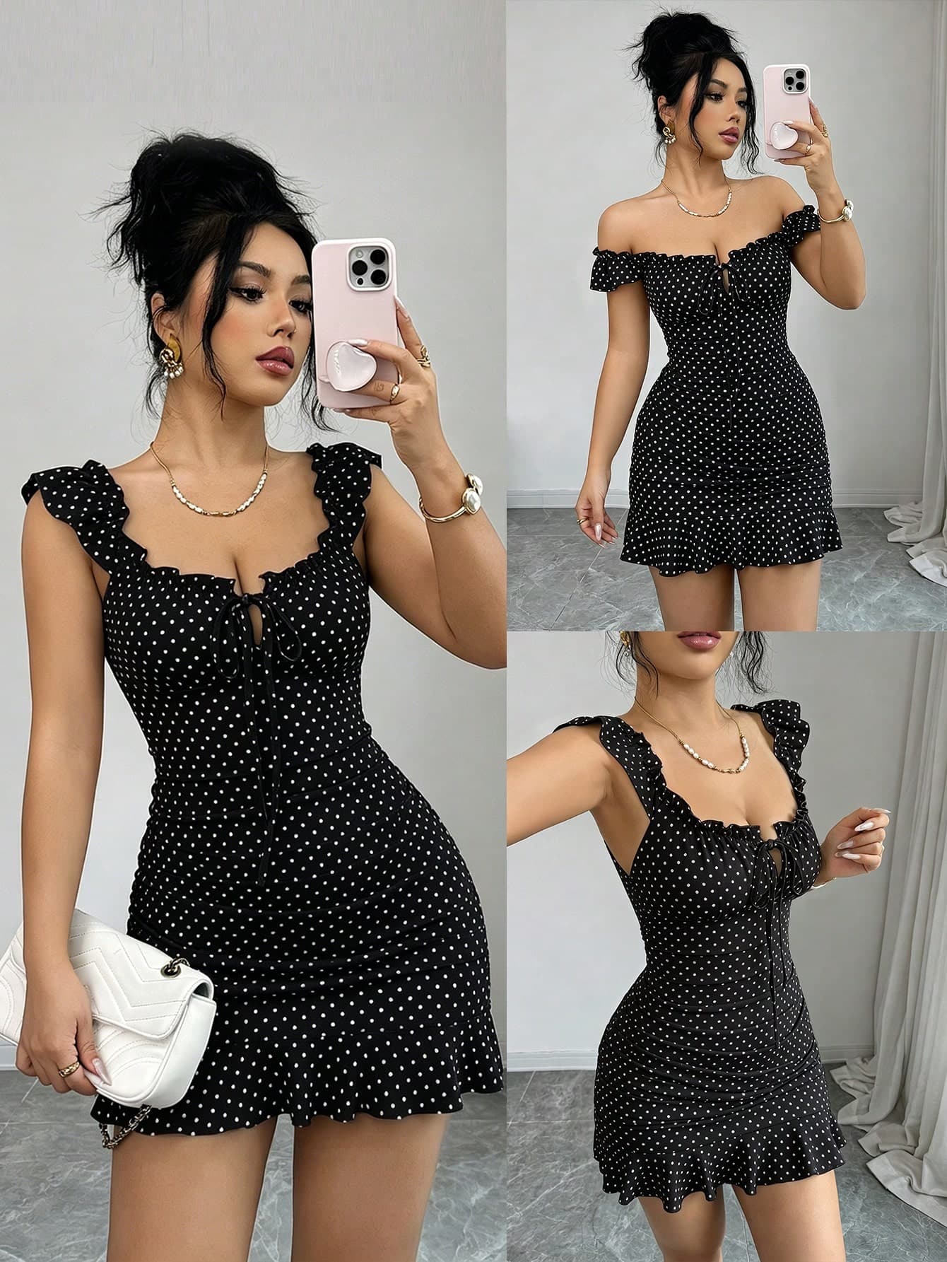Selianne Women's Polka Dot Dress, Fashionable For Dates And Parties