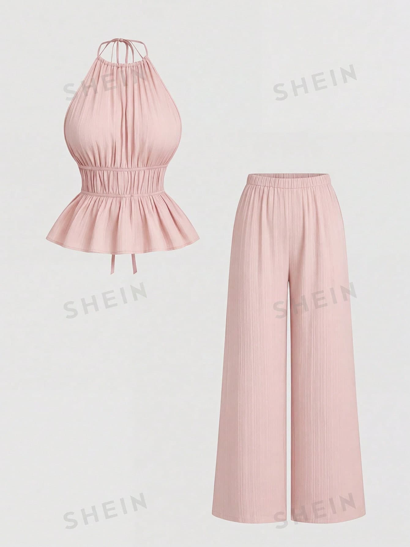 Sweetra Sexy Solid Color Minimalist Sleeveless Waist Cinched Jumpsuit