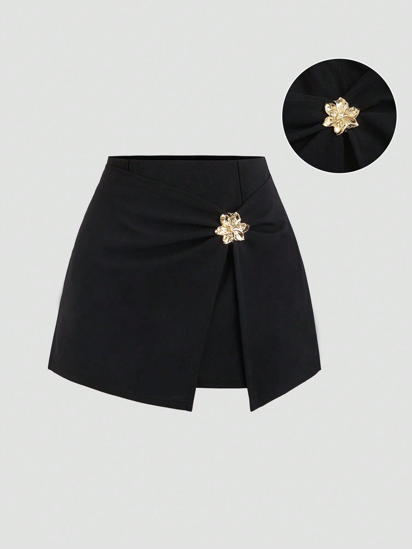 Sweetra Fashionable And Elegant Sexy Vibe Distinctive Design Metal Buckle Accent French Chic Minimalist Style Summer Versatile Casual Commuter Women Skirt