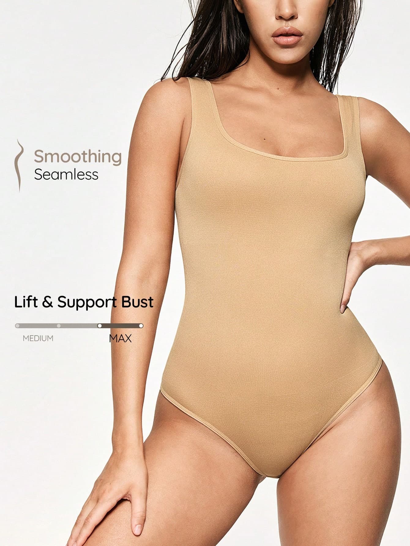 SHAPORA Women's Summer Fashion Solid Color Elastic Tummy Control Bodysuit
