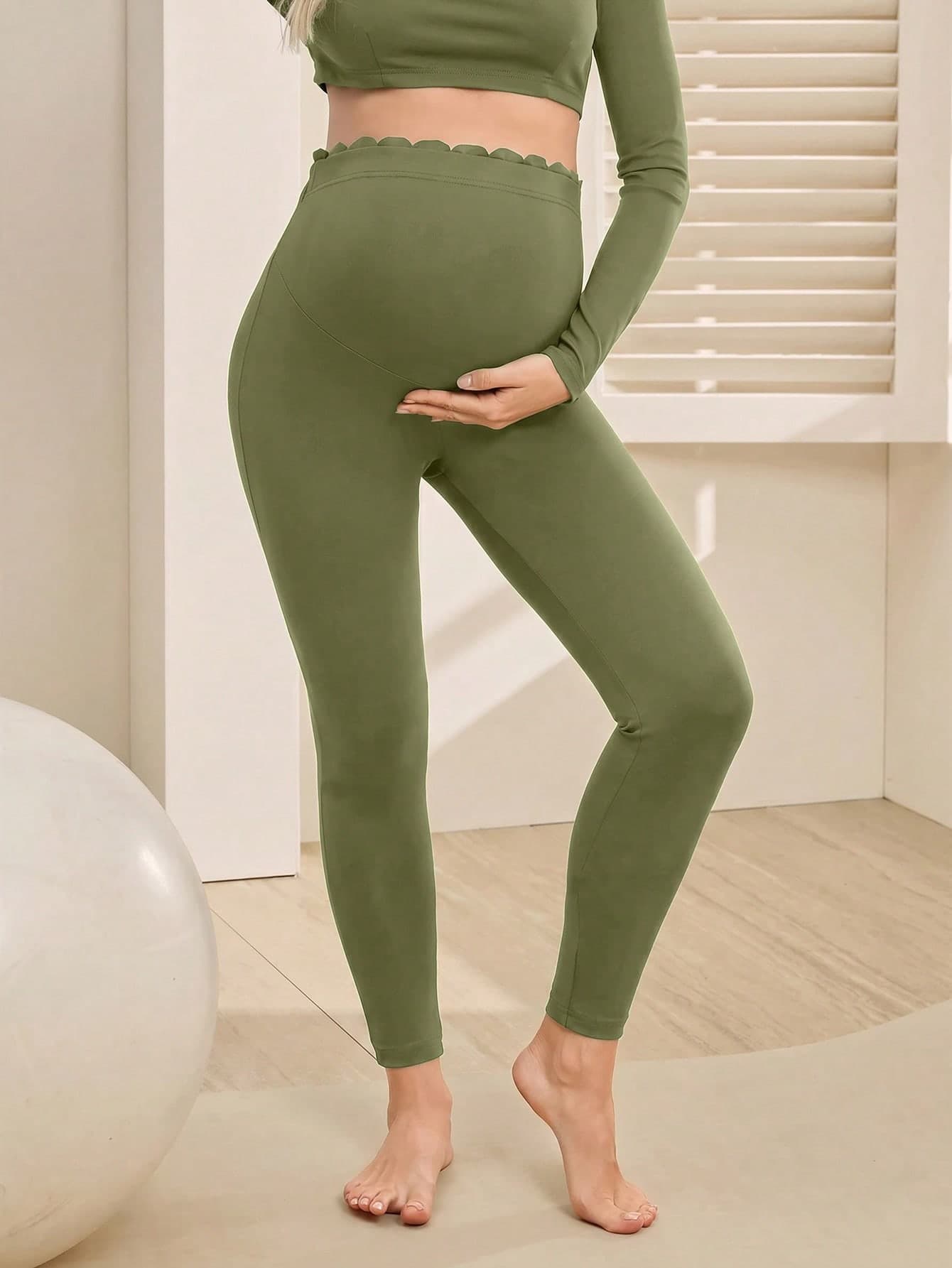 GentleRue Maternity Maternity High Waist Solid Color Slim Fit Pants, Activewear Gym Autumn