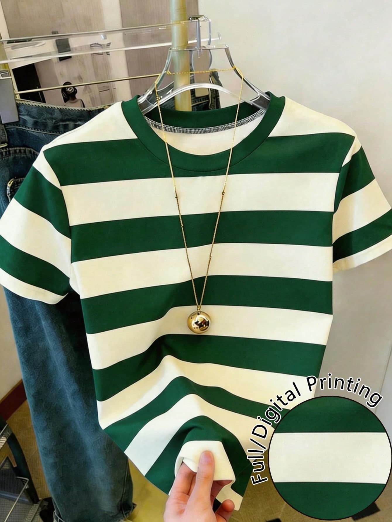 Resyla Women's Striped Casual Versatile Round Neck Short Sleeve T-Shirt