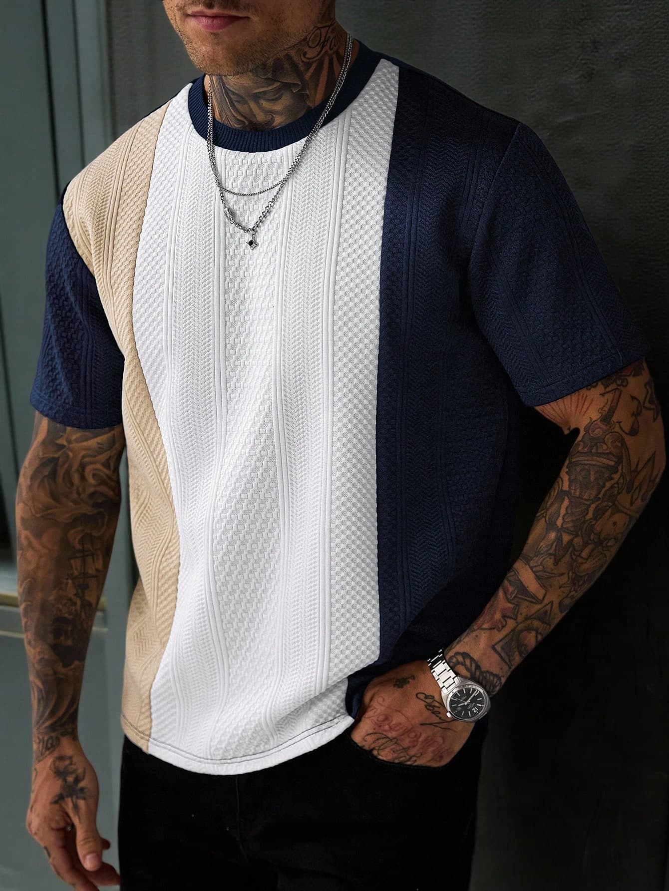 EGENSIO Men's Casual Colorblock Patchwork T-Shirt, Summer, Holiday