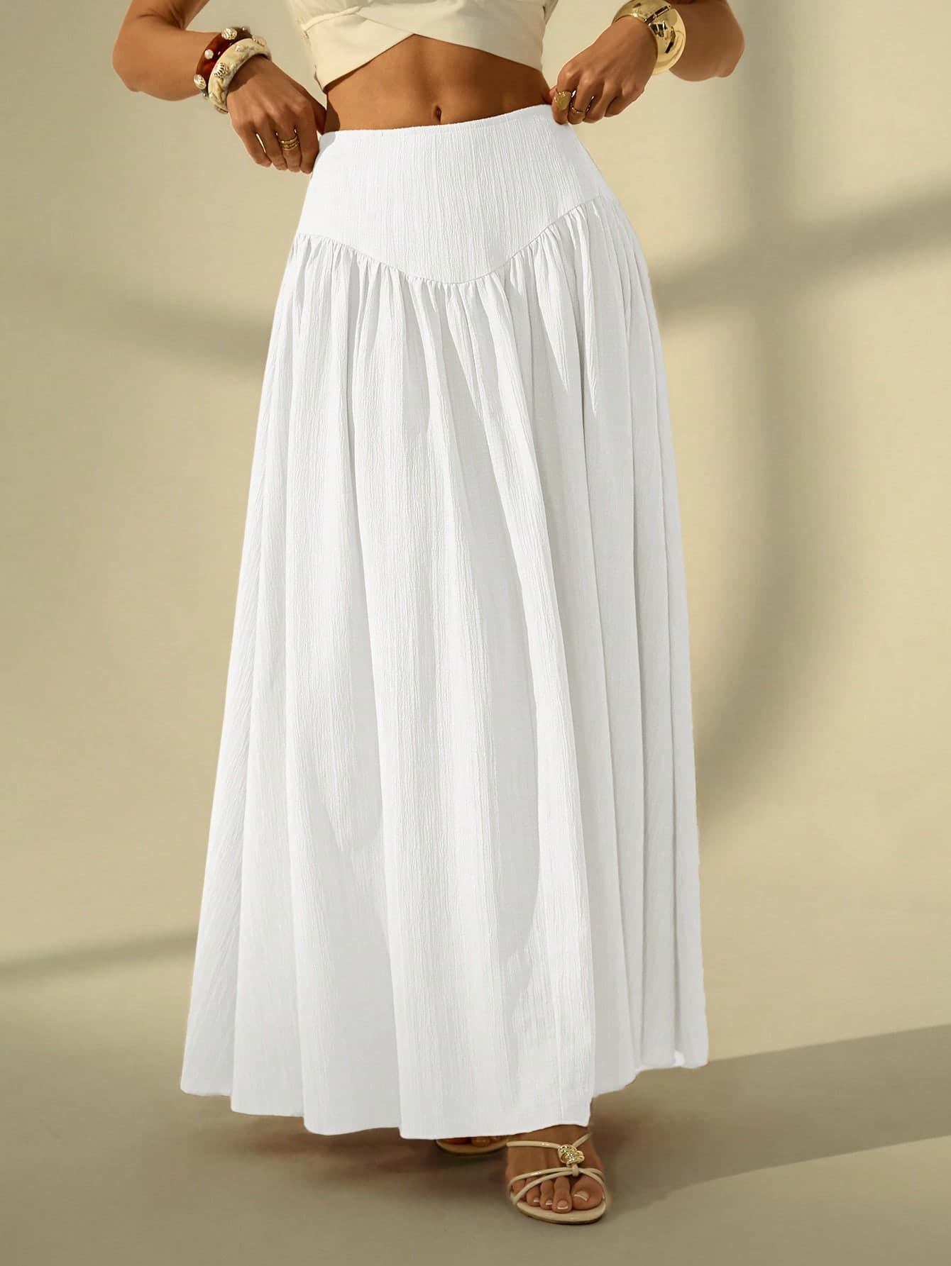 SHEIN Tall Women's Solid Color Pleated Casual/Work Skirt, Tall Women