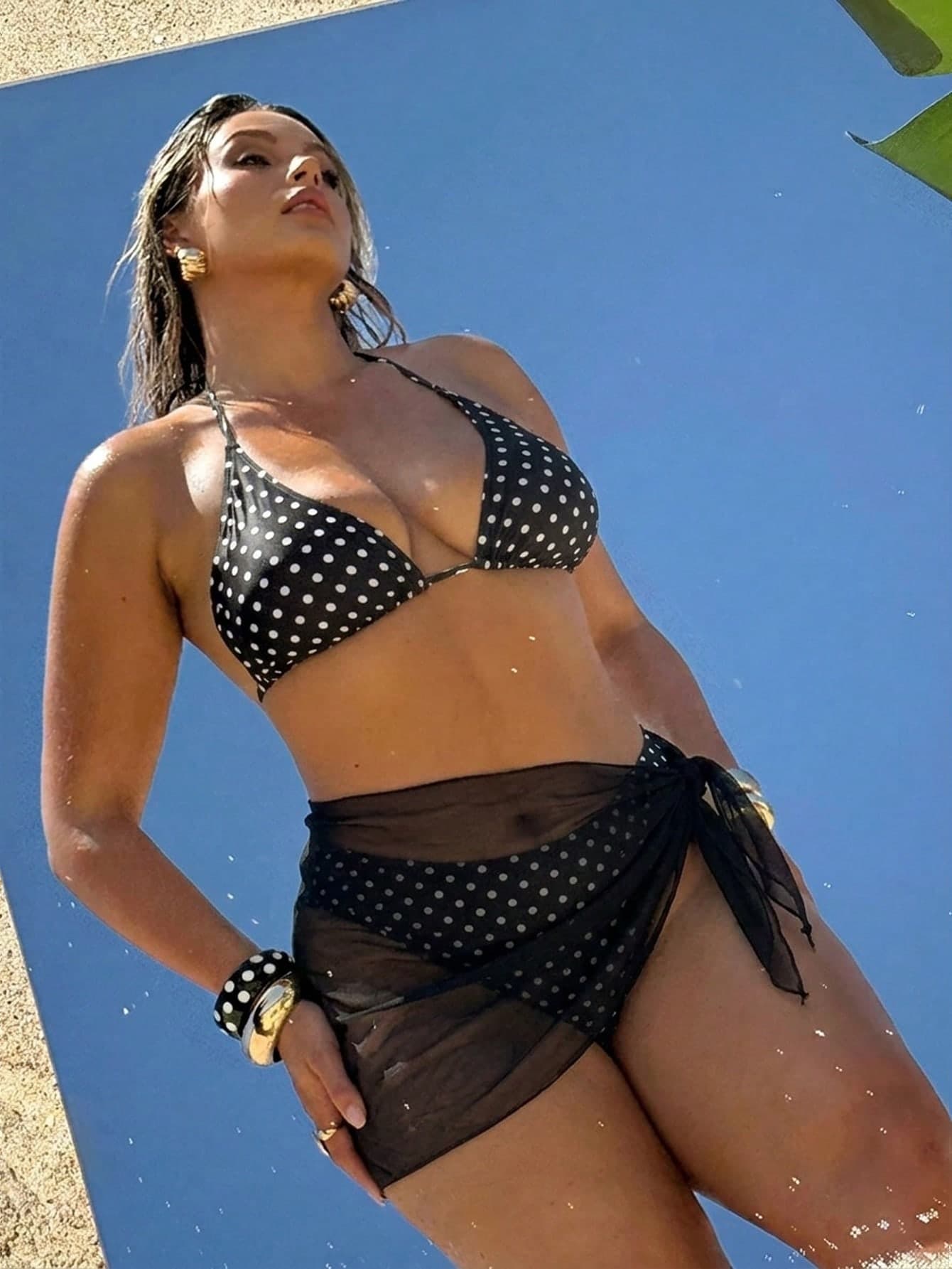 SHEIN BAE Plus Size Polka Dot Print Swimwear Set Holiday Beach Summer Flapper 1920s Bathing Suits For Women White Flapper 1920s