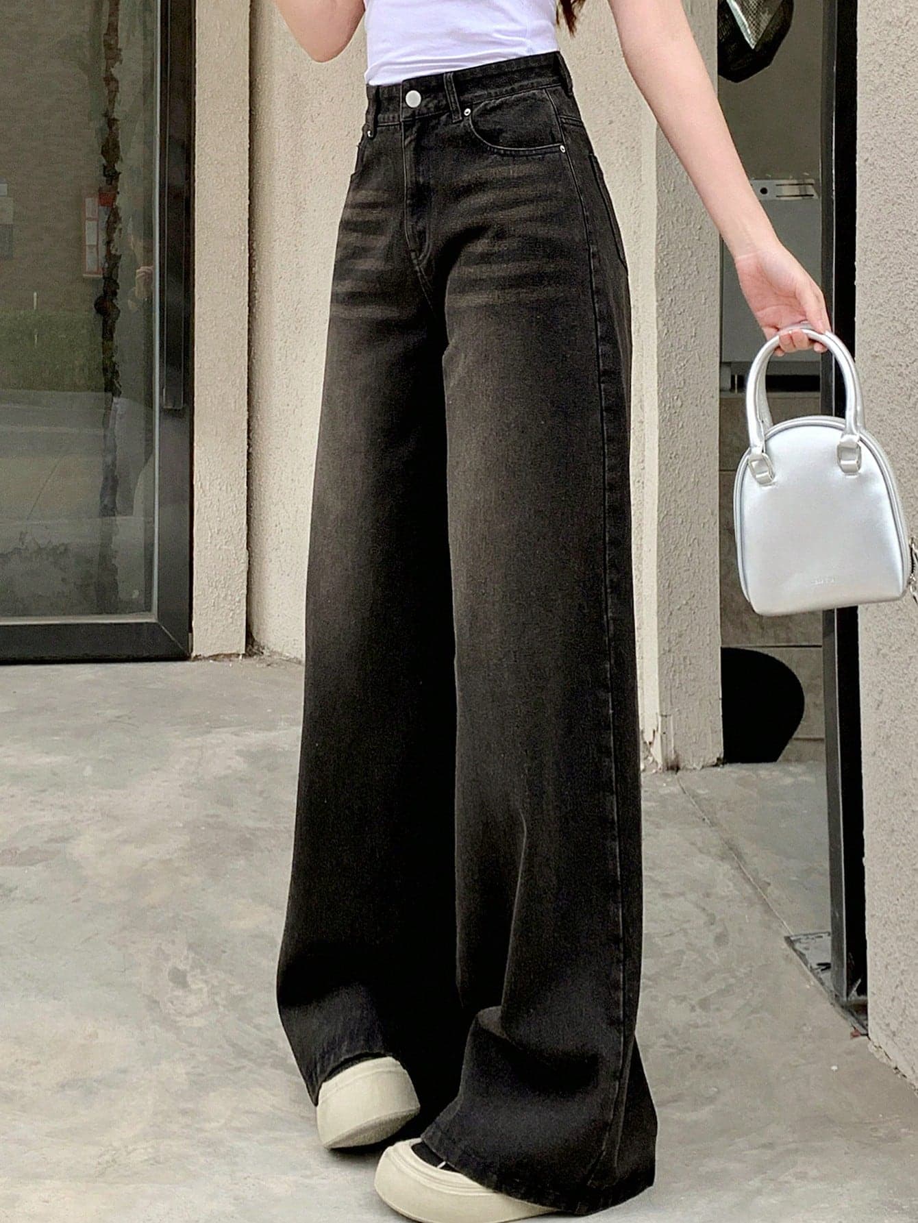 DAZY Women's Casual Washed Wide Leg Jeans Summer