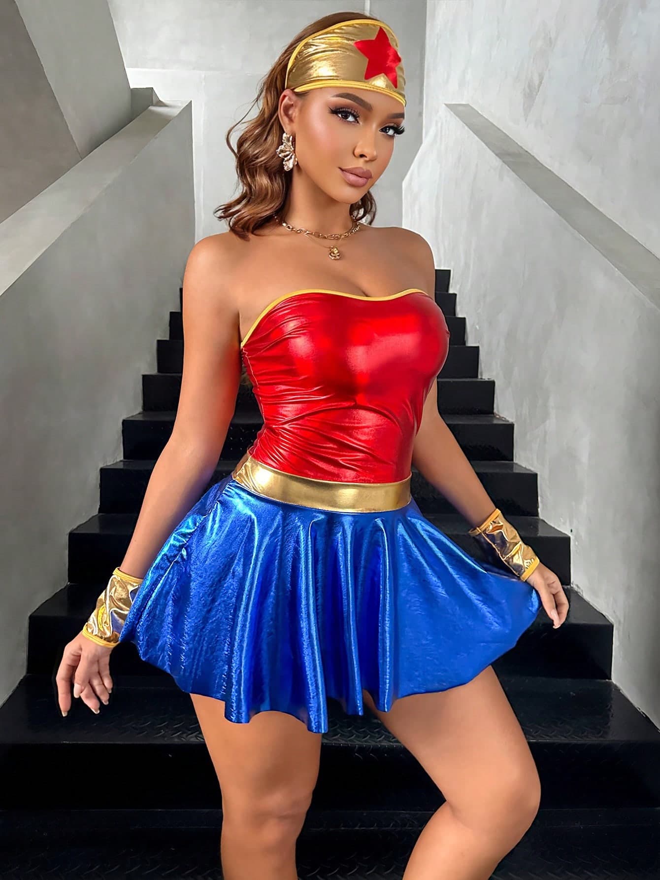 Fantasy Costume Fantasy Costume Women's Bandeau Patchwork Costume Dress For Role Play