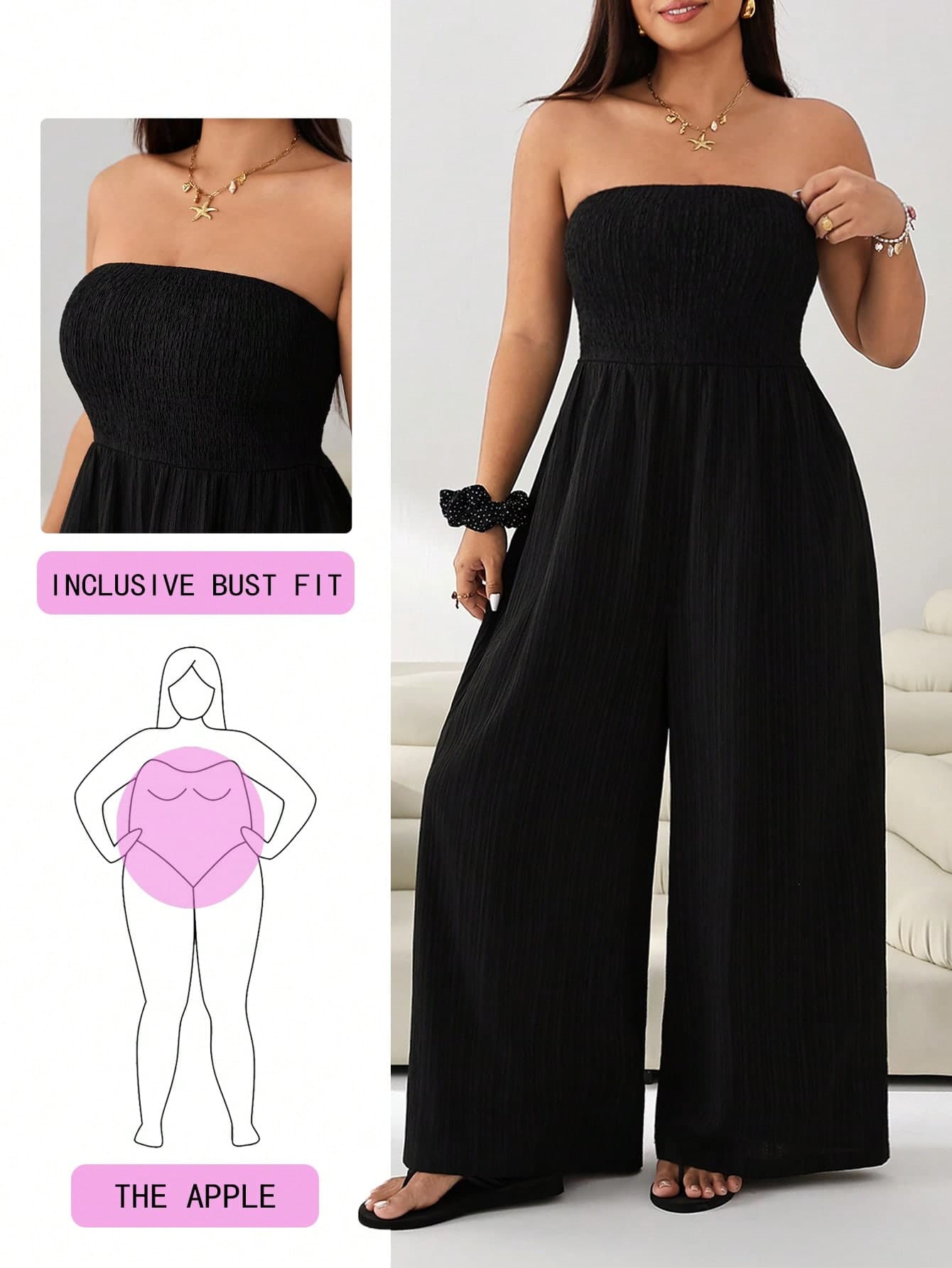 Solflare Plus Size Women Solid Color Halter Wide Leg Jumpsuit