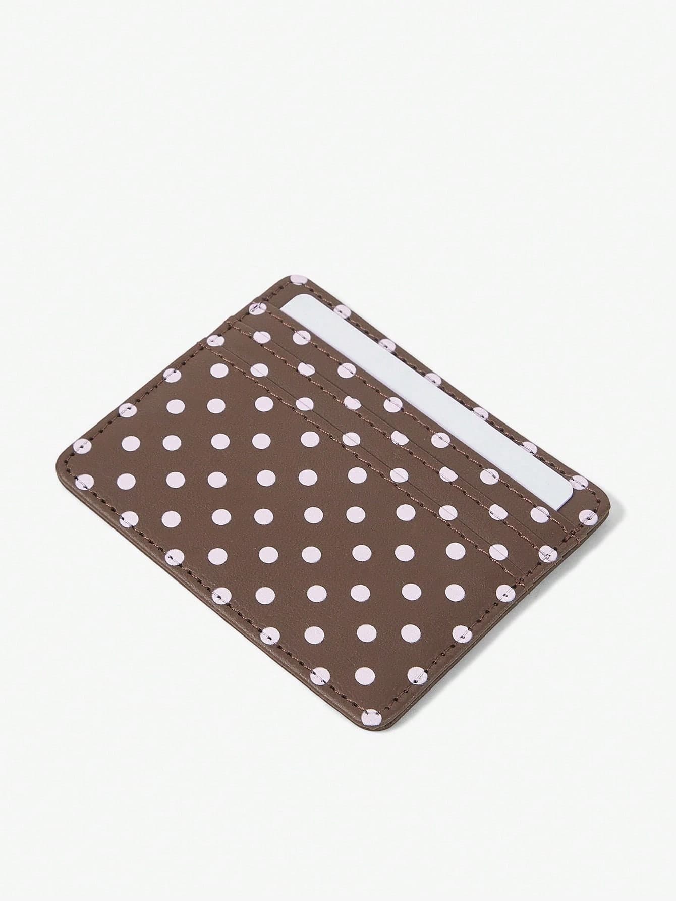 Viva Strut 1pc Coffee Powder Polka Dot Multi-Card Card Holder, Retro Polka Dot Light And Thin Card Bag, Small And Large Capacity! Polka Dot Multi-Card Card Bag