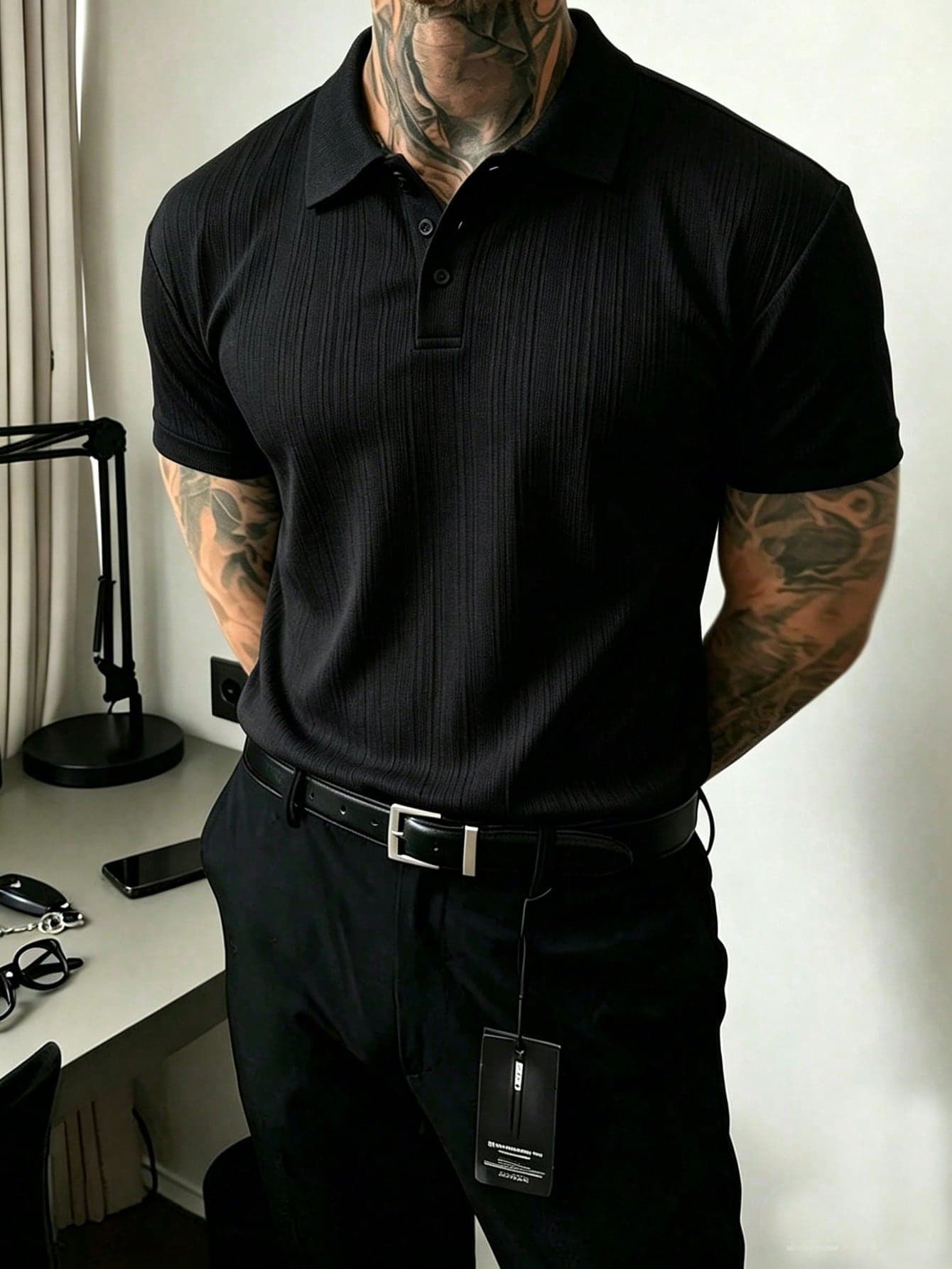 JOLTRO Men's Summer Casual Solid Color Short Sleeve Polo Shirt, Formal