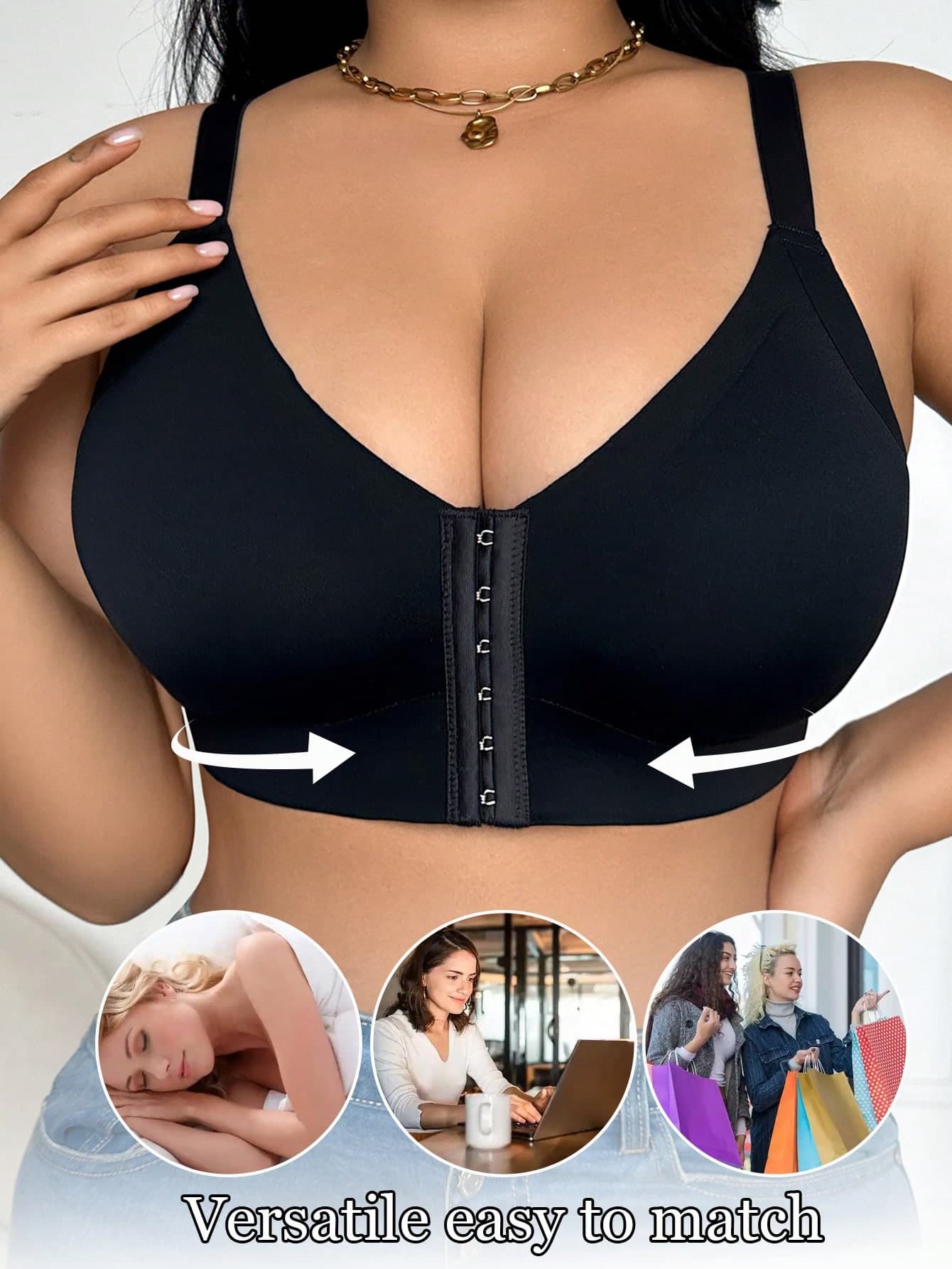 SHEIN Plus Size Women Front Closure Bra