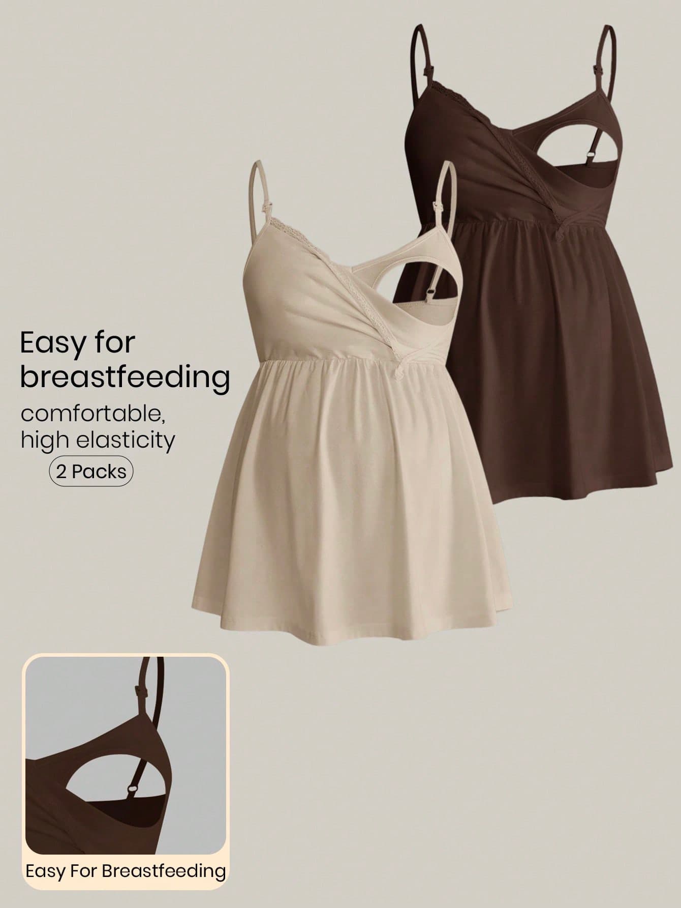 Modmama Maternity Summer Casual Maternity Solid Color Nursing Camisole Loungewear Hospital Loungewear Nursing Photoshoot