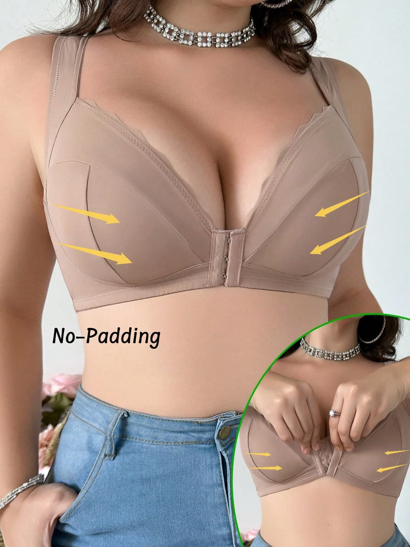 Plus Size Adjustable Front Button Seamless Comfortable Bra