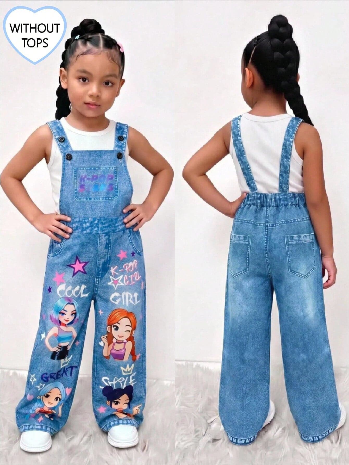 Young Girls' Woven Chain, Funny Cool Girl Letter Print Bib Pants, Fashionable Back-To-School Item, Personalized Jumpsuit For Spring, Summer, Autumn