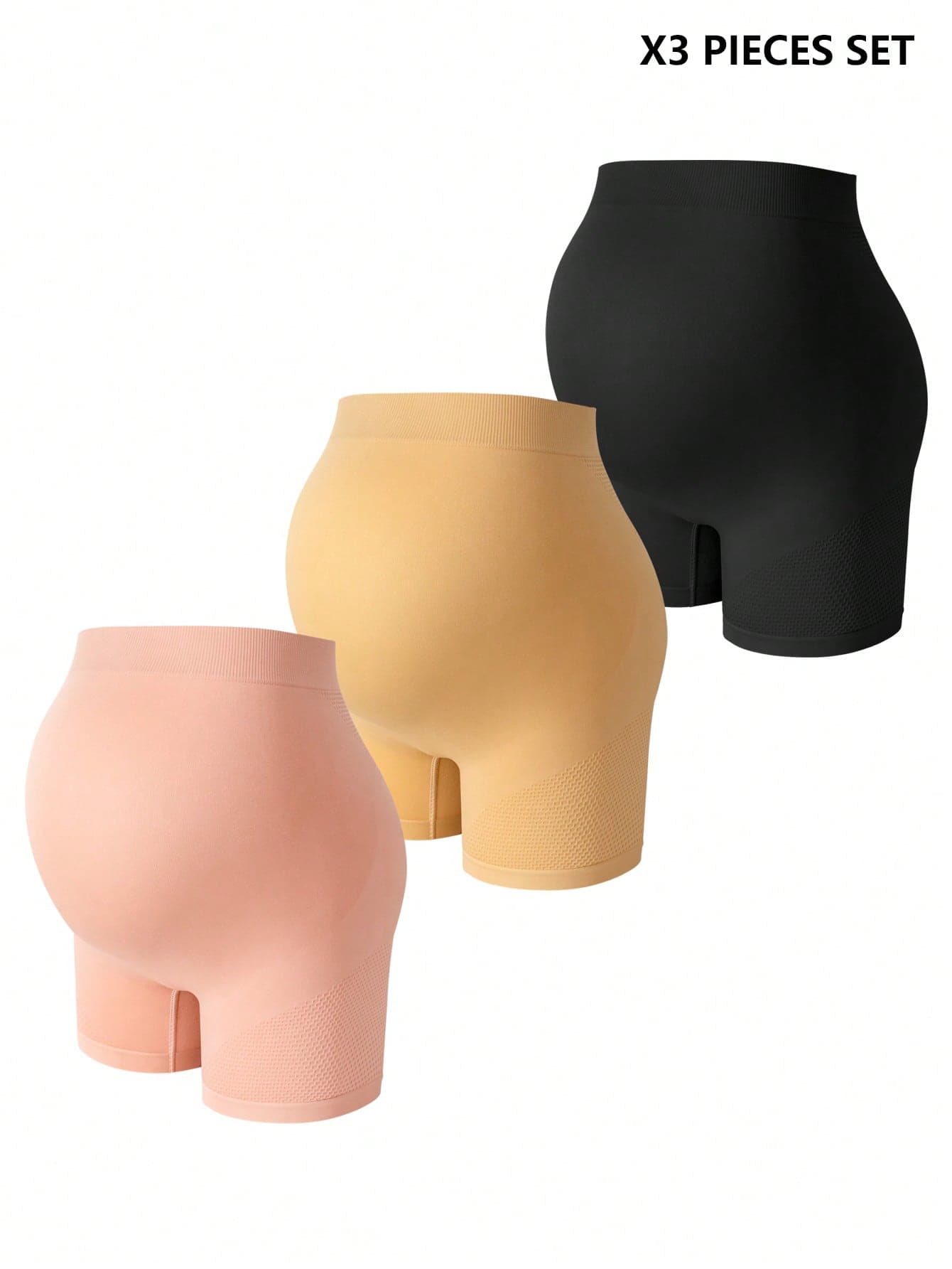 Moonlight&Mama 3pcs/Set Maternity Seamless Solid Color Comfortable Minimalist High Waist Briefs
