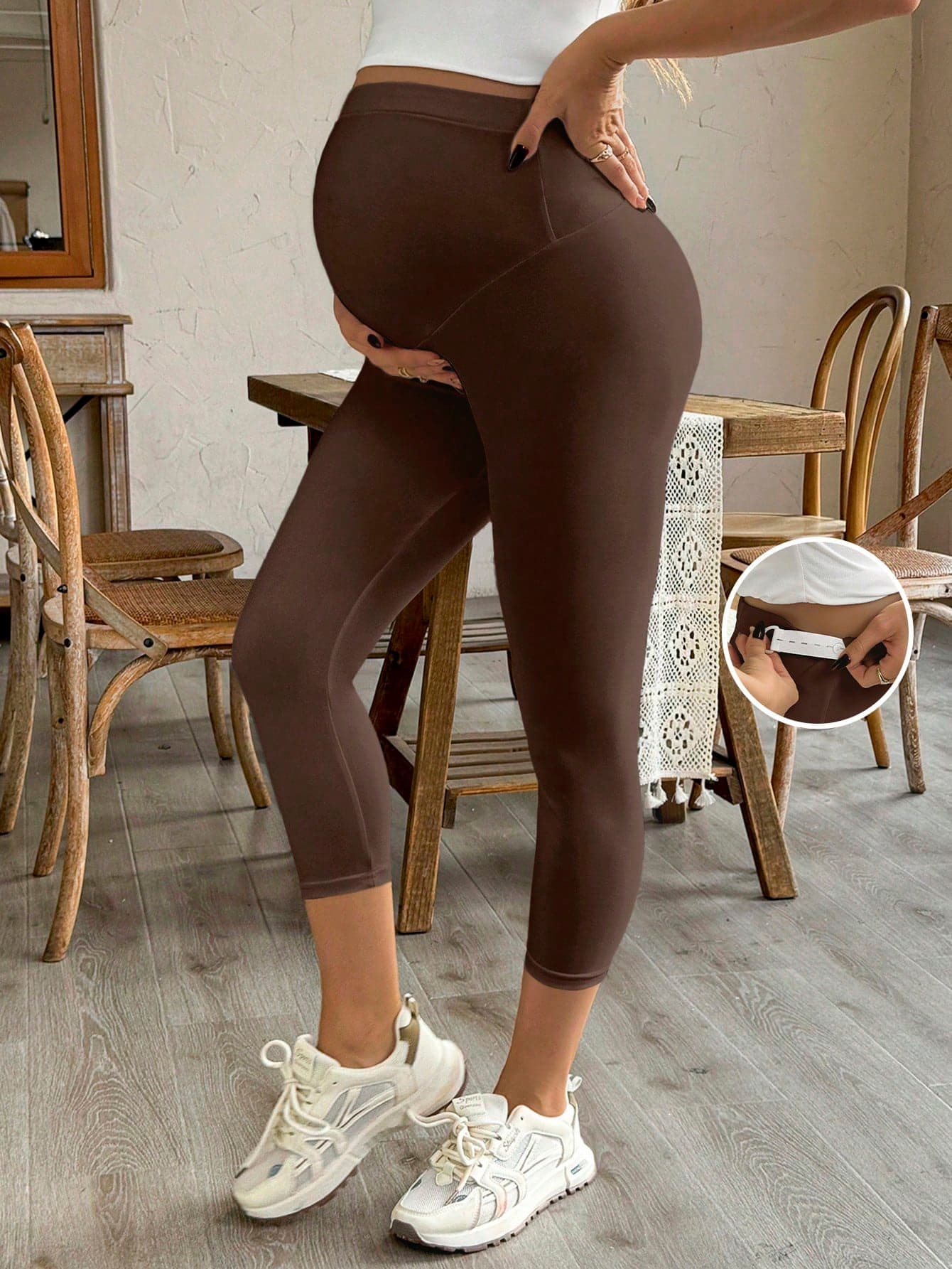 SHEIN Maternity Leggings, Nursing Mom Tight Pants, High Elastic Opaque Yoga Sports Belly Support Trousers, Suitable For Spring, Summer, All Seasons