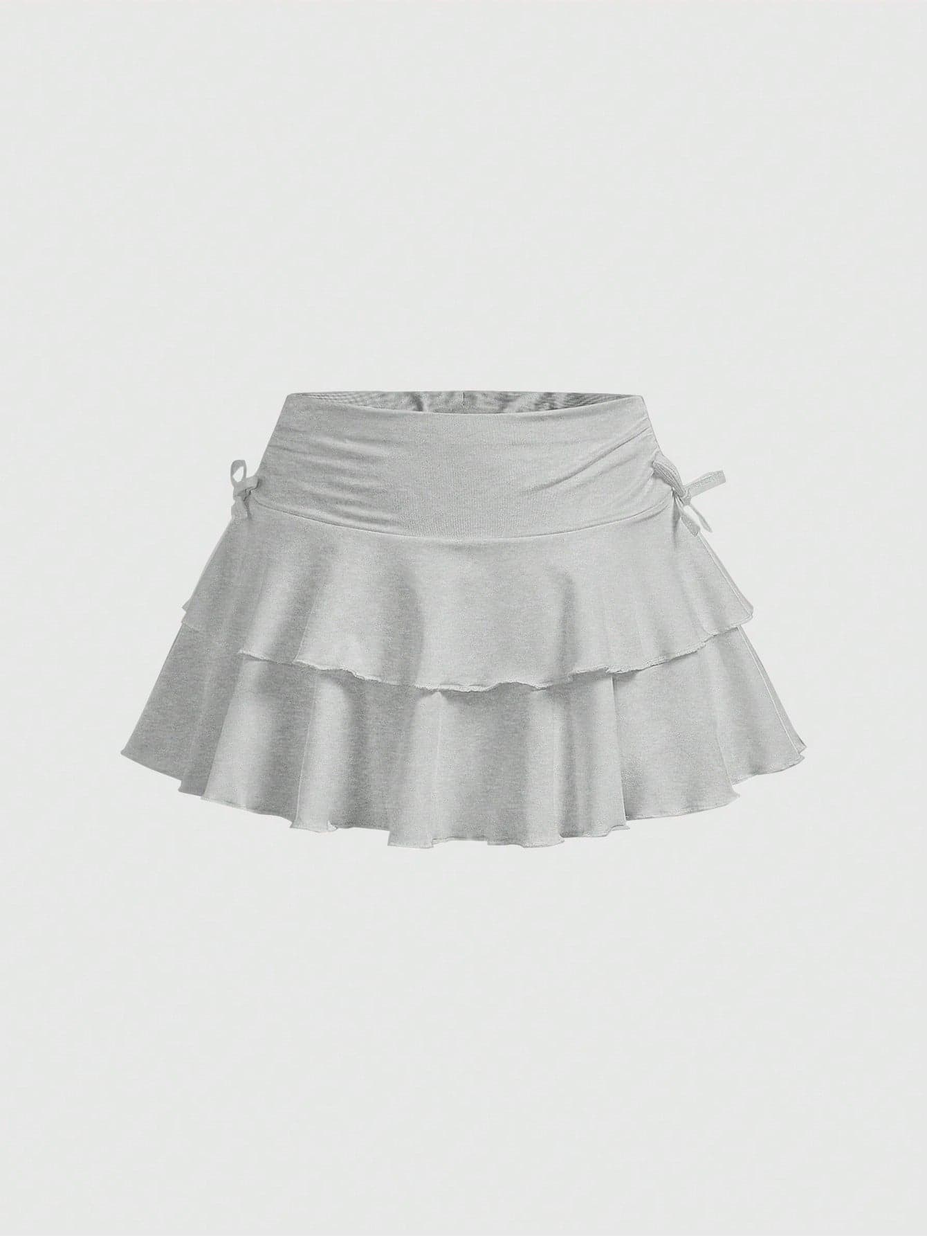 SHEIN Girlism Teen Girl Drawstring Waist Pleated Skirt With Built-In Safety Shorts, Casual