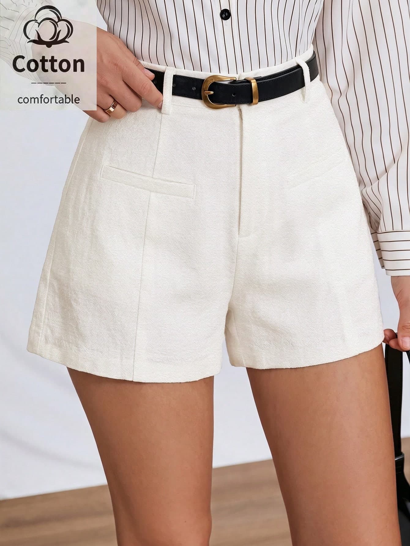RosyDaze Women's Versatile Casual Button Shorts, Suitable For Daily Commute And Office Wear