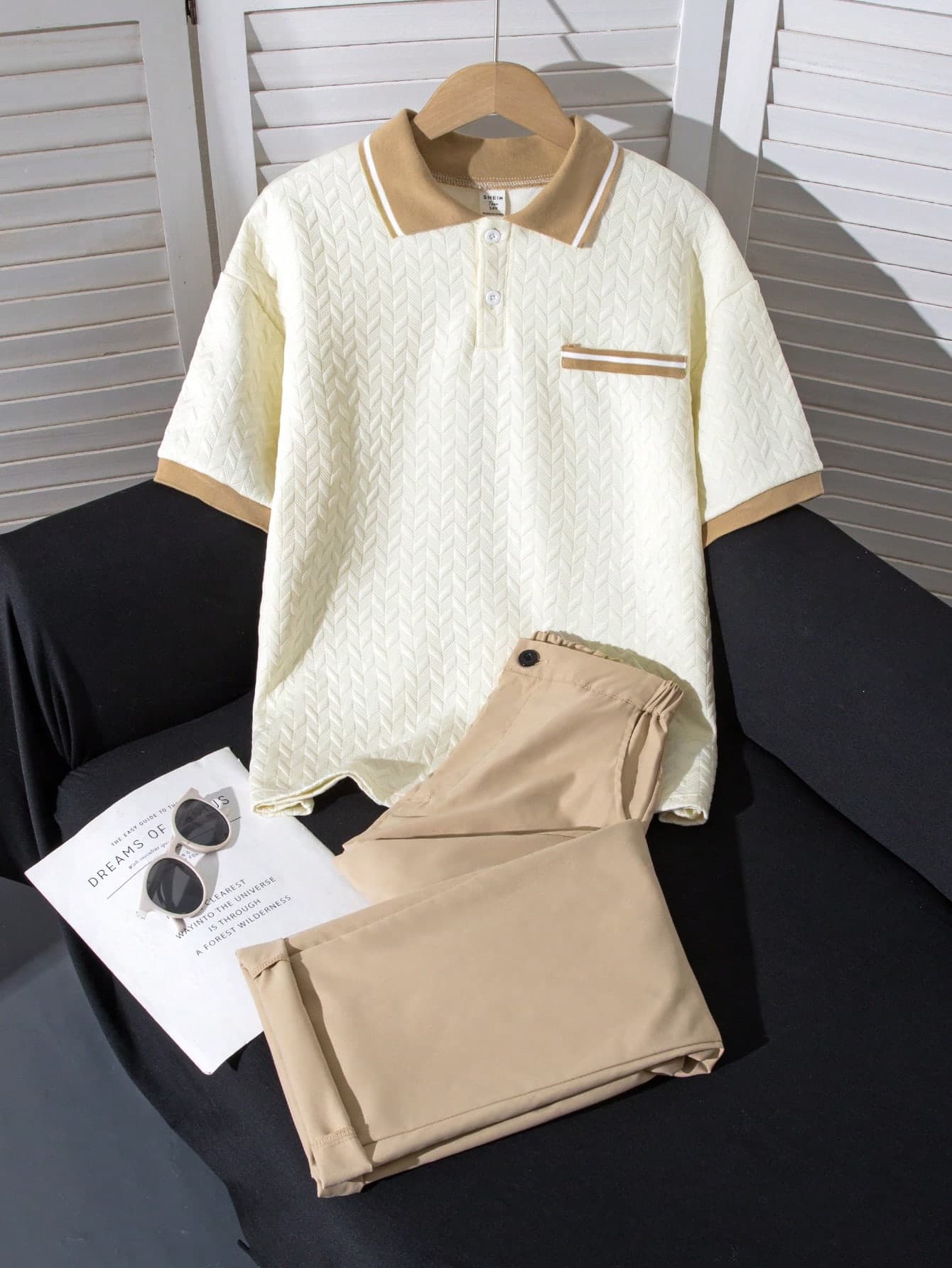 2pcs Teen Boy Gentleman Set, Short Sleeve Polo Shirt + Trousers Suit, Elegant Formal Outfit For Birthday Party, Wedding, Anniversary, Graduation
