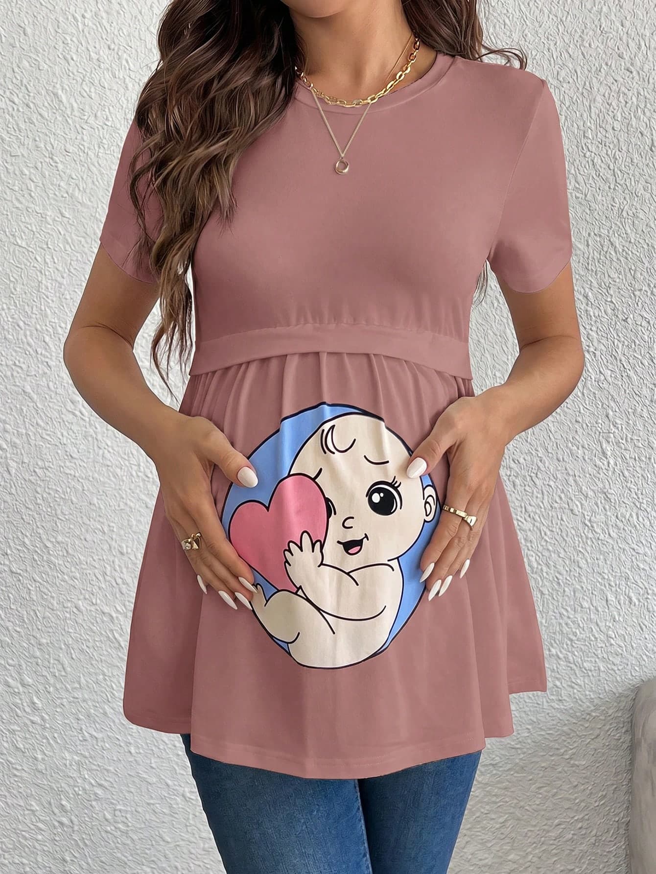 SHEIN Cute Print Knit Maternity T-Shirt