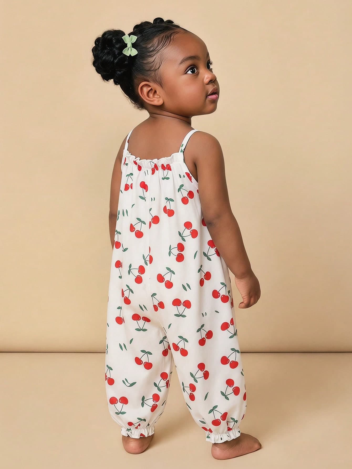 Cozy Pixies Baby Girl Casual Daily Cute Vacation Cherry Print Camisole Romper