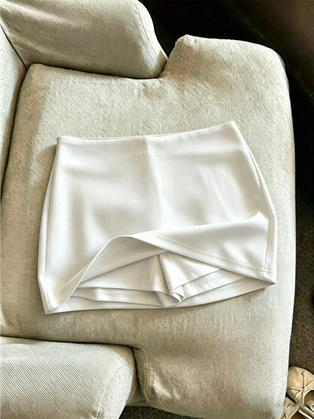 Franclia Plain White Short Skort Asymmetrical Party Style For Women