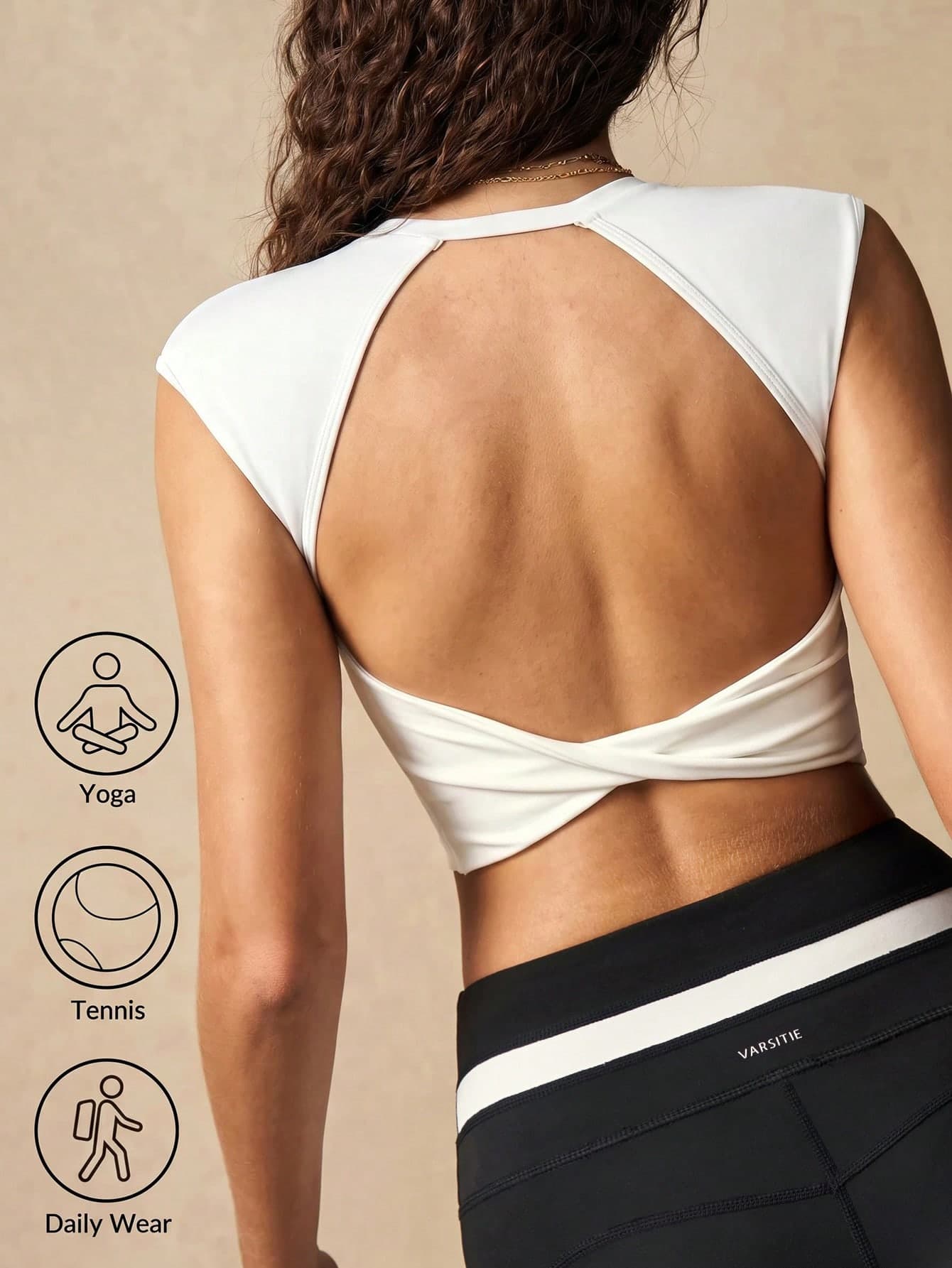 VARSIVA Women's Backless Twist Design Cropped Sports Tank Top