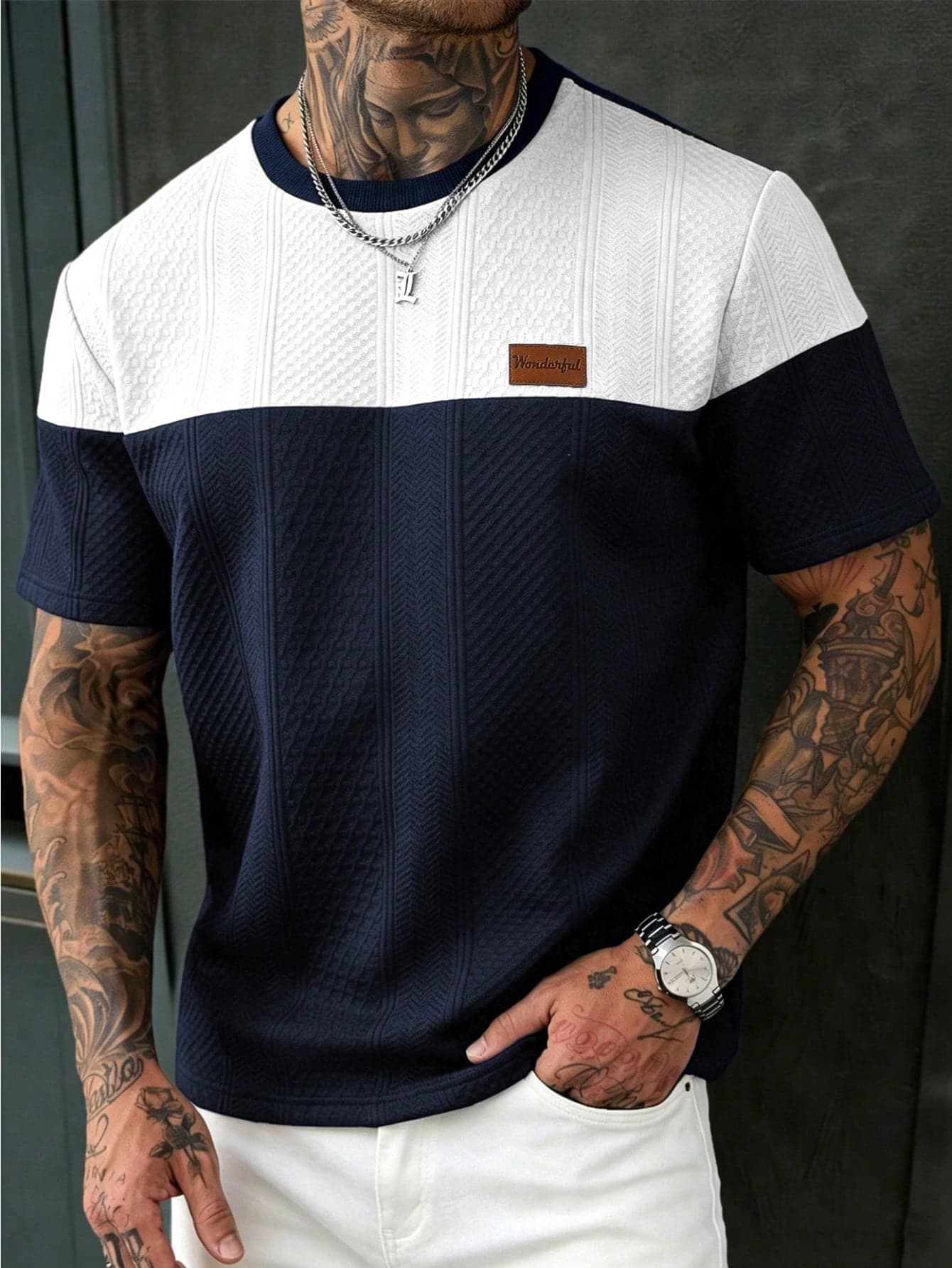 EGENSIO Men's Color Block Short Sleeve T-Shirt For Daily Wear, Holiday