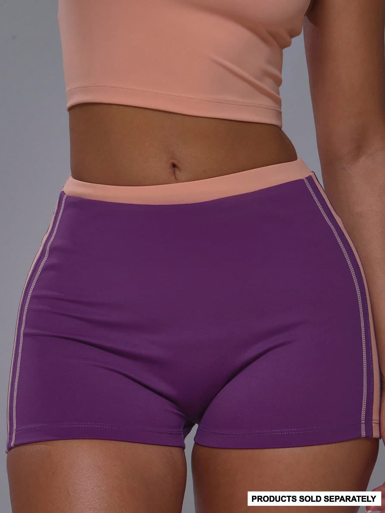 Musera Sport Contrast Colour Waistband Side Stripe Fitted High Rise Active Mini Shorts Coord Bottoms Only Gym Active Sports Pilates Slowburn