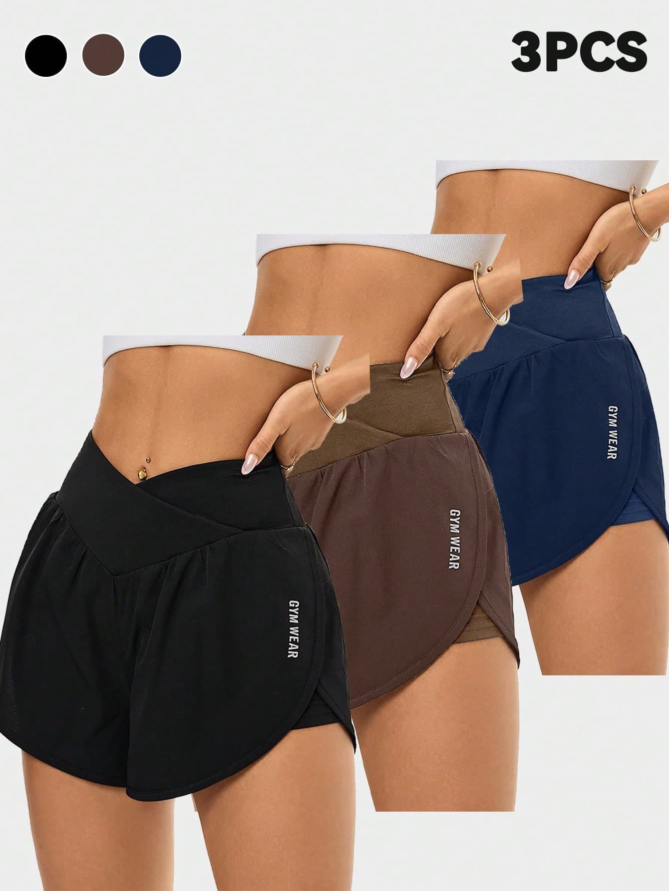 Velisys Velisys 3pcs Casual Versatile Letter Print Storage Underwear Slimming Sports Shorts Set