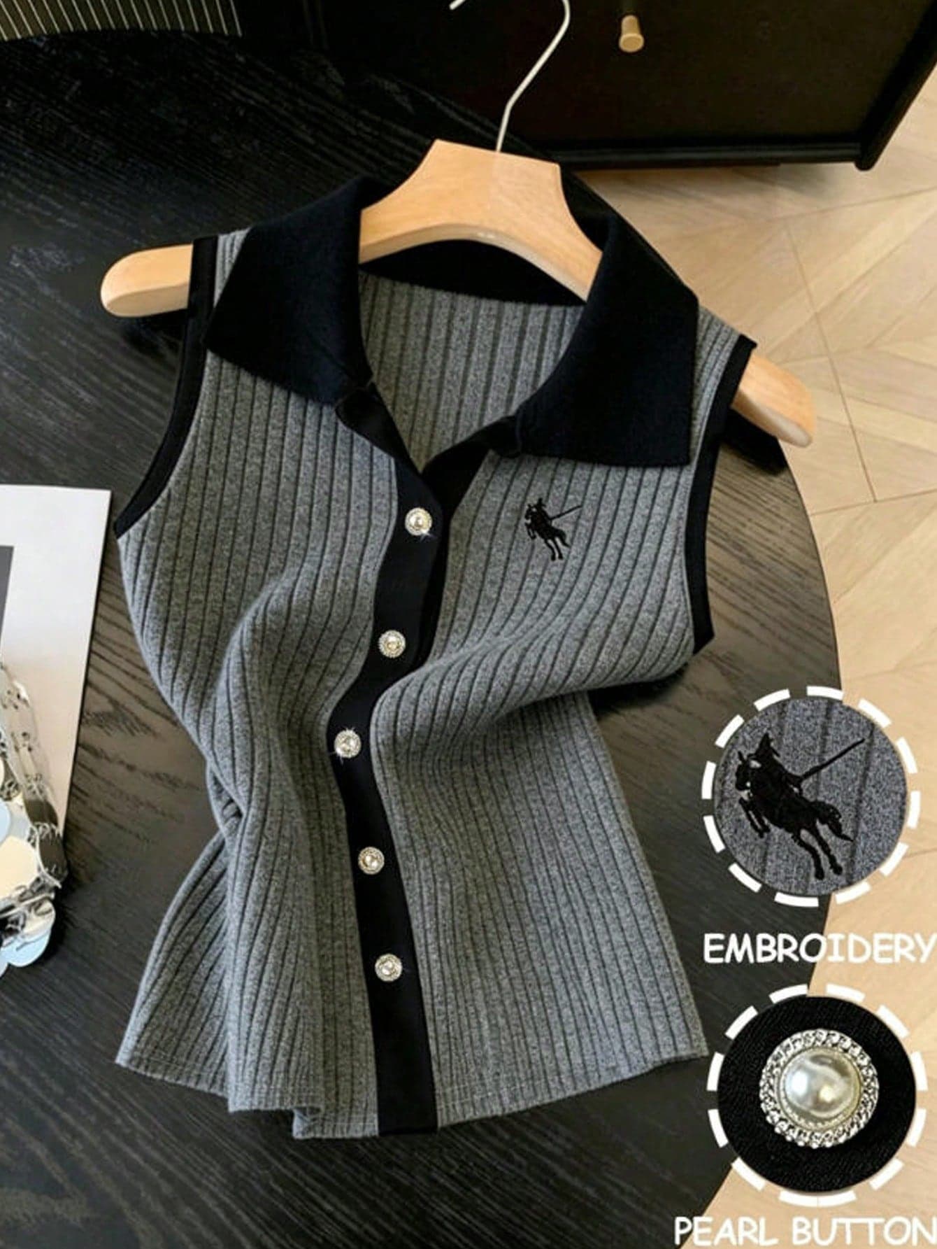 GlowEve Women's Lapel Sleeveless Knit Vest Casual Daily