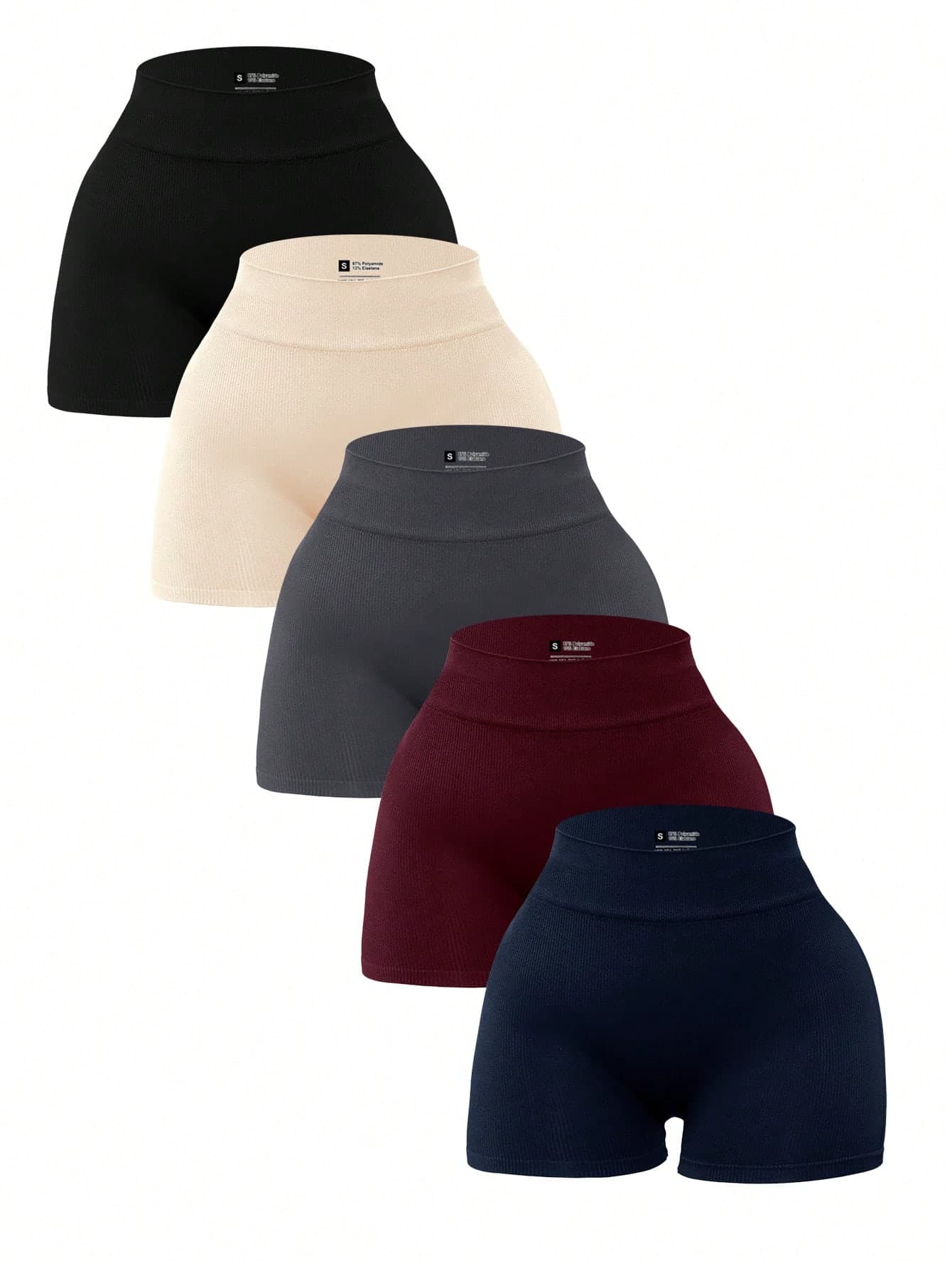 Velisys Velisys Women's Casual Sports Solid Color Ribbed Butt-Lifting Shorts