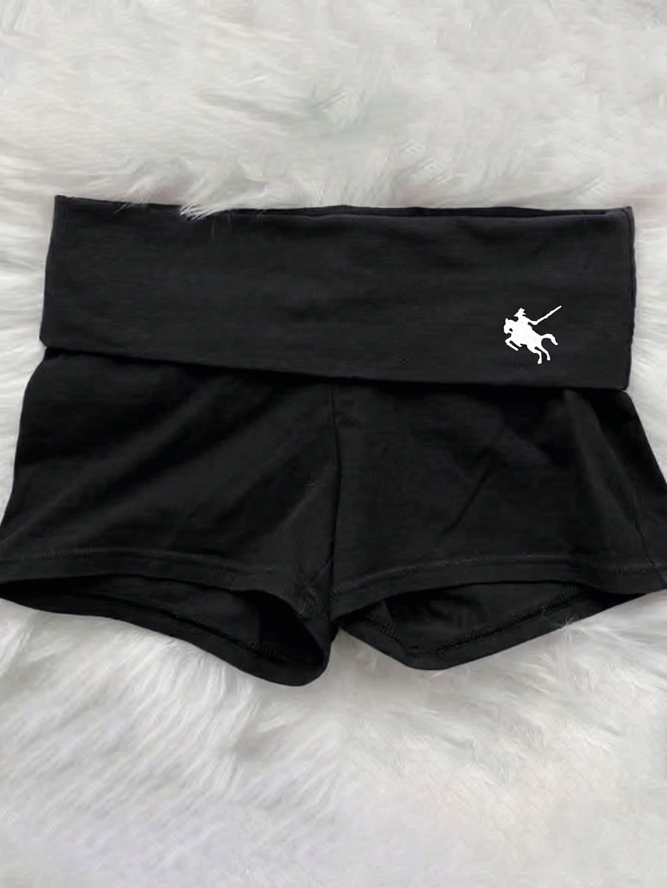 Tween Girls Summer Casual All-Match Versatile Daily Home Fitness Sports Yoga Tight Short Print Fold-Over Waistband Leggings Shorts