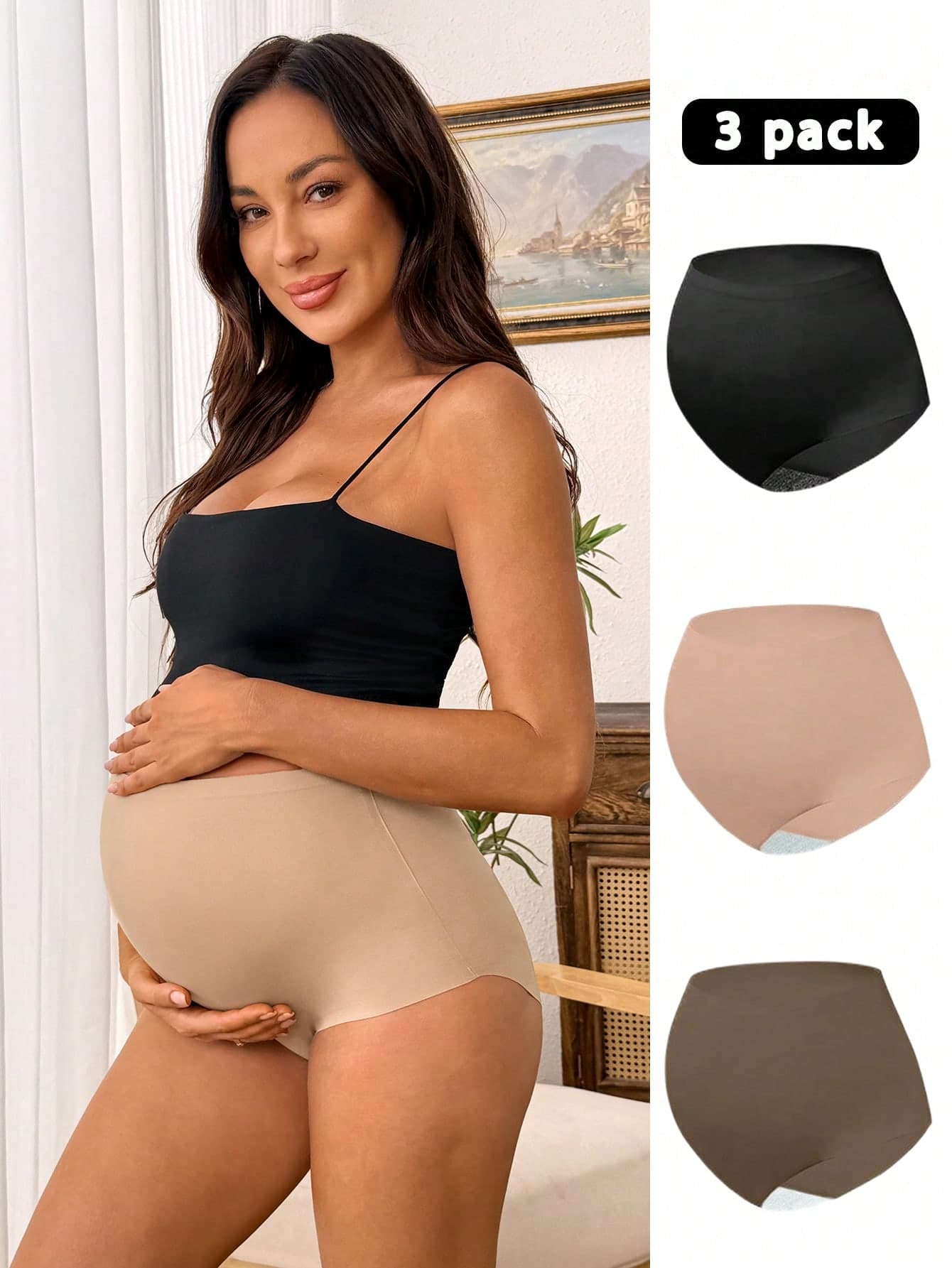 SHEIN 3pcs/Pack High Waisted Maternity Underwear, Simple Fashion Casual Everyday Wear