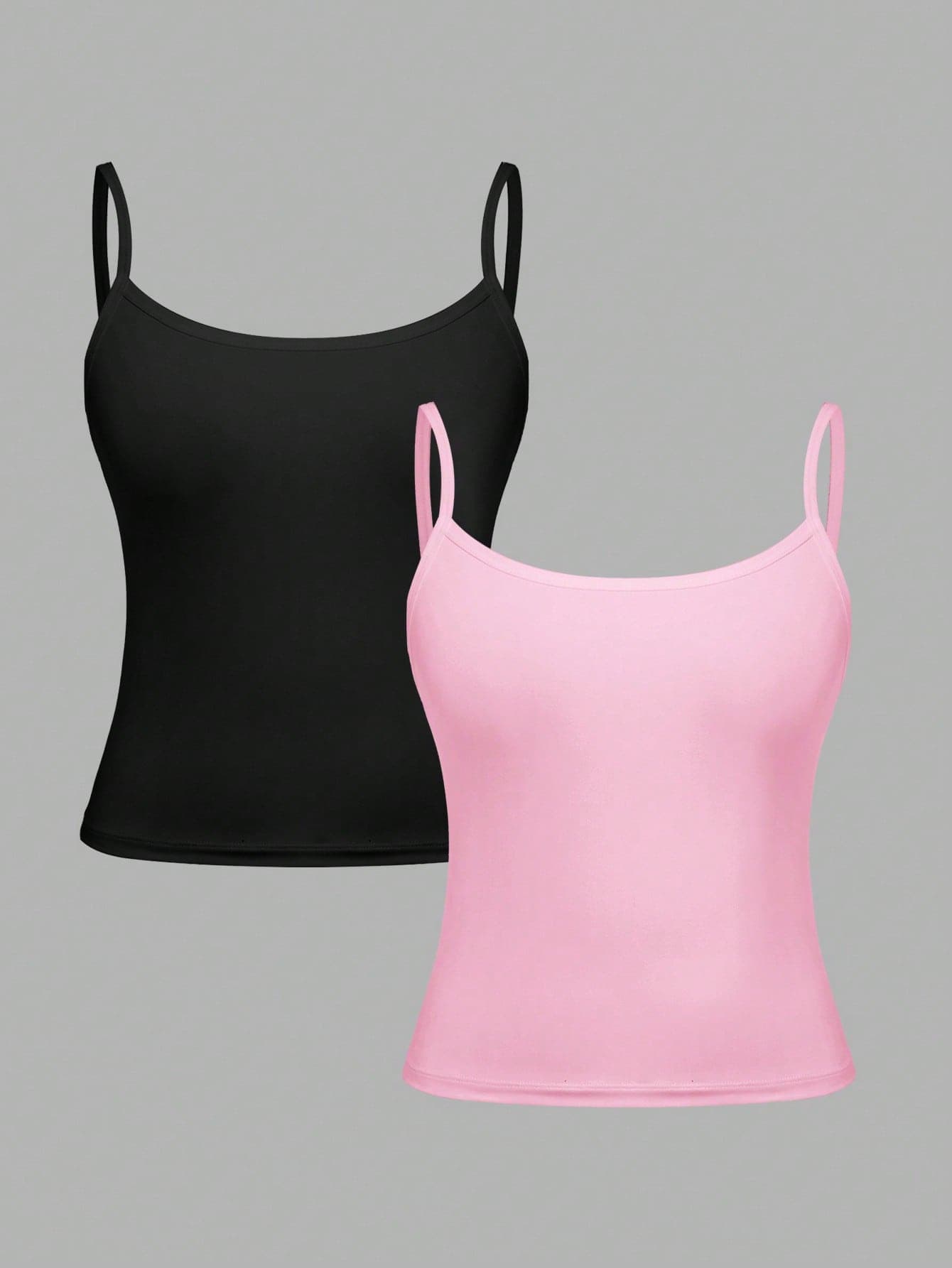 SHEIN Girlism Teen Girl Simple Comfortable Skin-Friendly Tight Camisole Underwear 2pcs Set