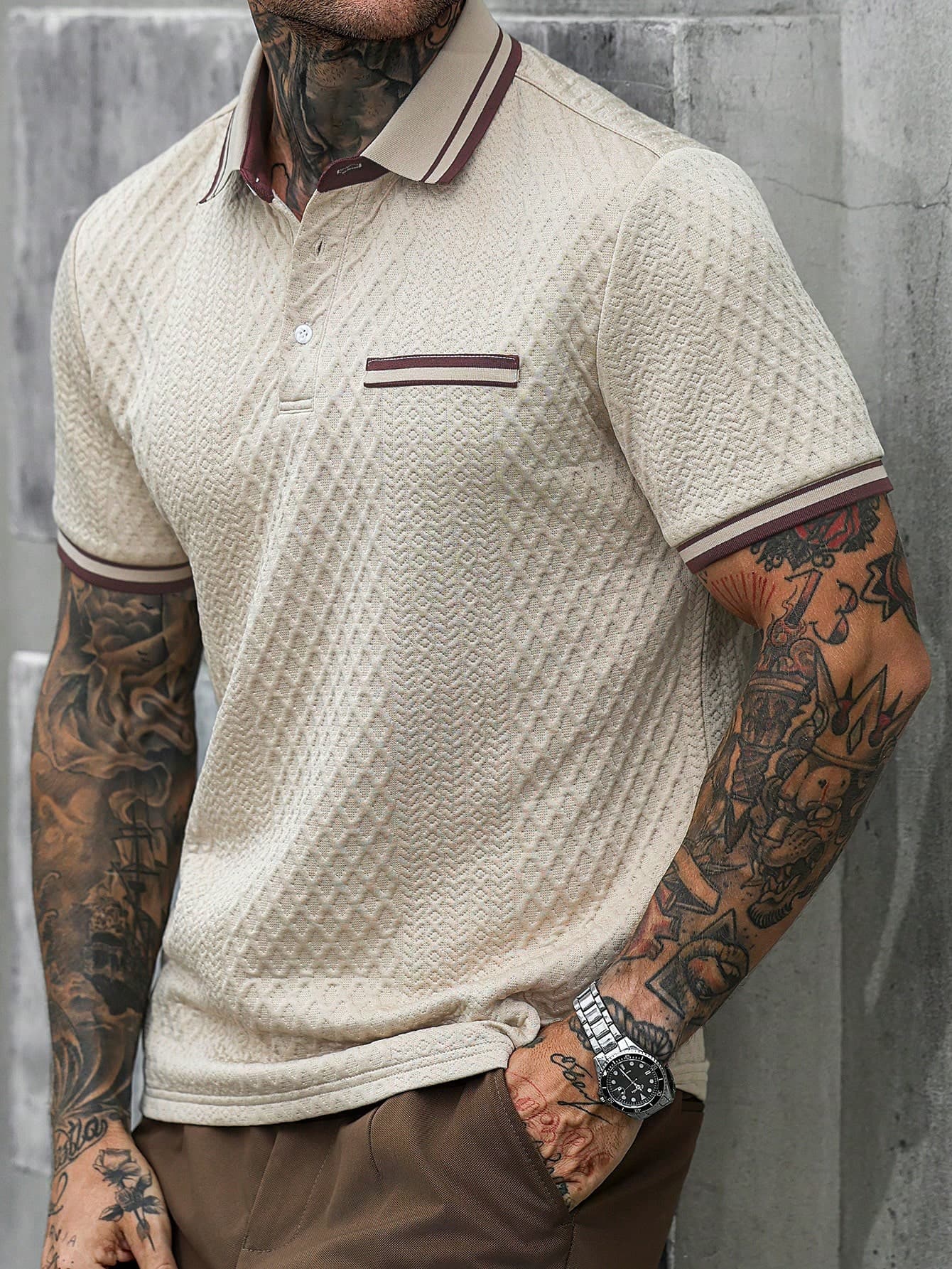 Manfinity CasualCool Men's Summer Casual Golf Polo Shirt, Short Sleeve Commuter Old Money Style, Vintage Y2k Streetwear For Daily Leisure, Outdoor Activities & Office, Formal