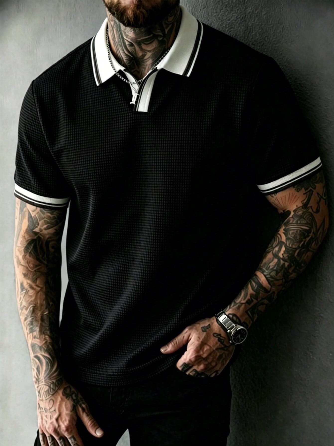 EGENSIO Men's Casual Summer Holiday Sports Daily Commute Contrast Trim Short Sleeve Polo Shirt