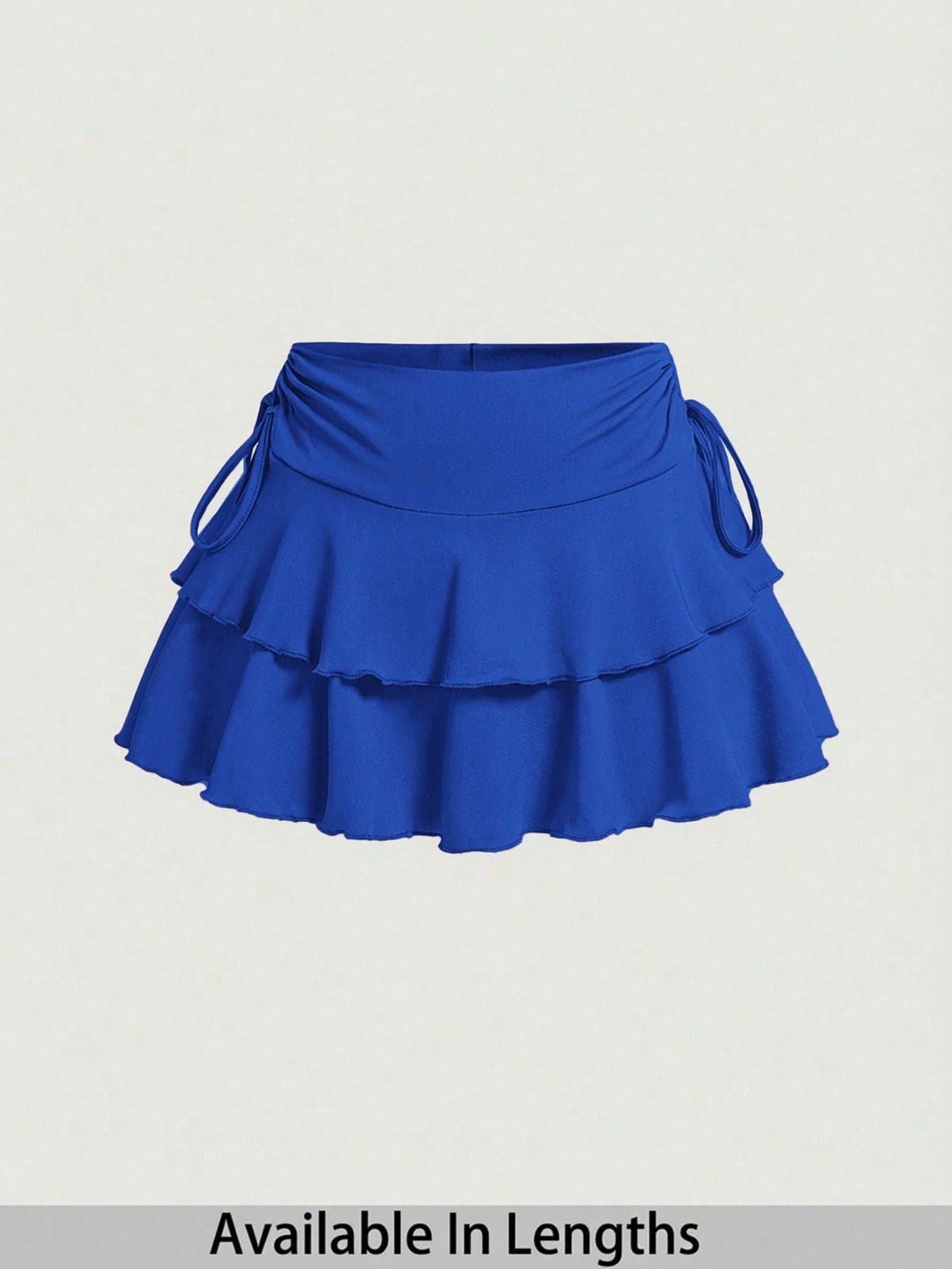 SHEIN PETITE CURVE Drawstring And Fold Detail Solid Color Cake Skirt