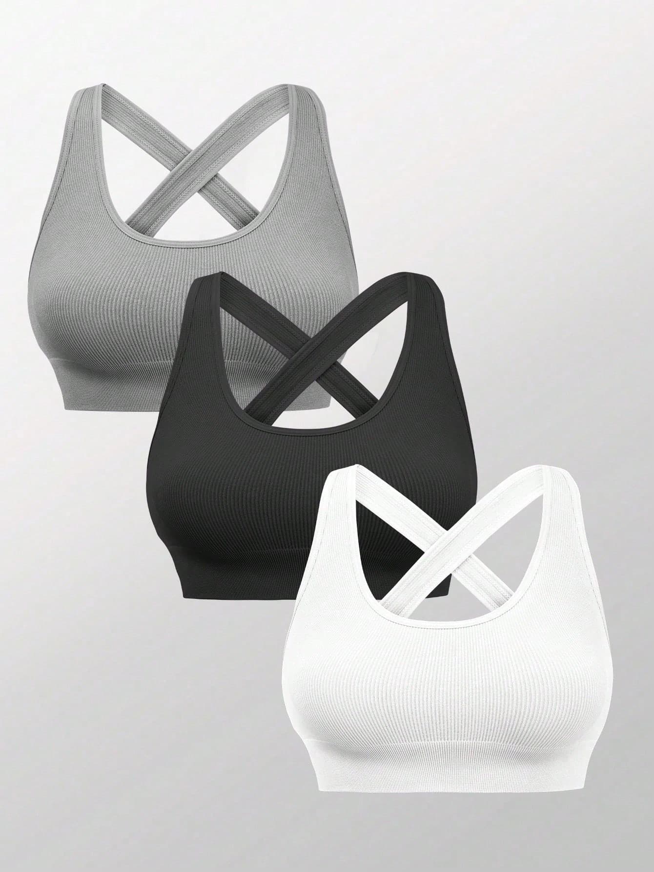 Velisys Velisys Solid Color Seamless Sports Bra With Criss-Cross Back Strapssports Bra For Women